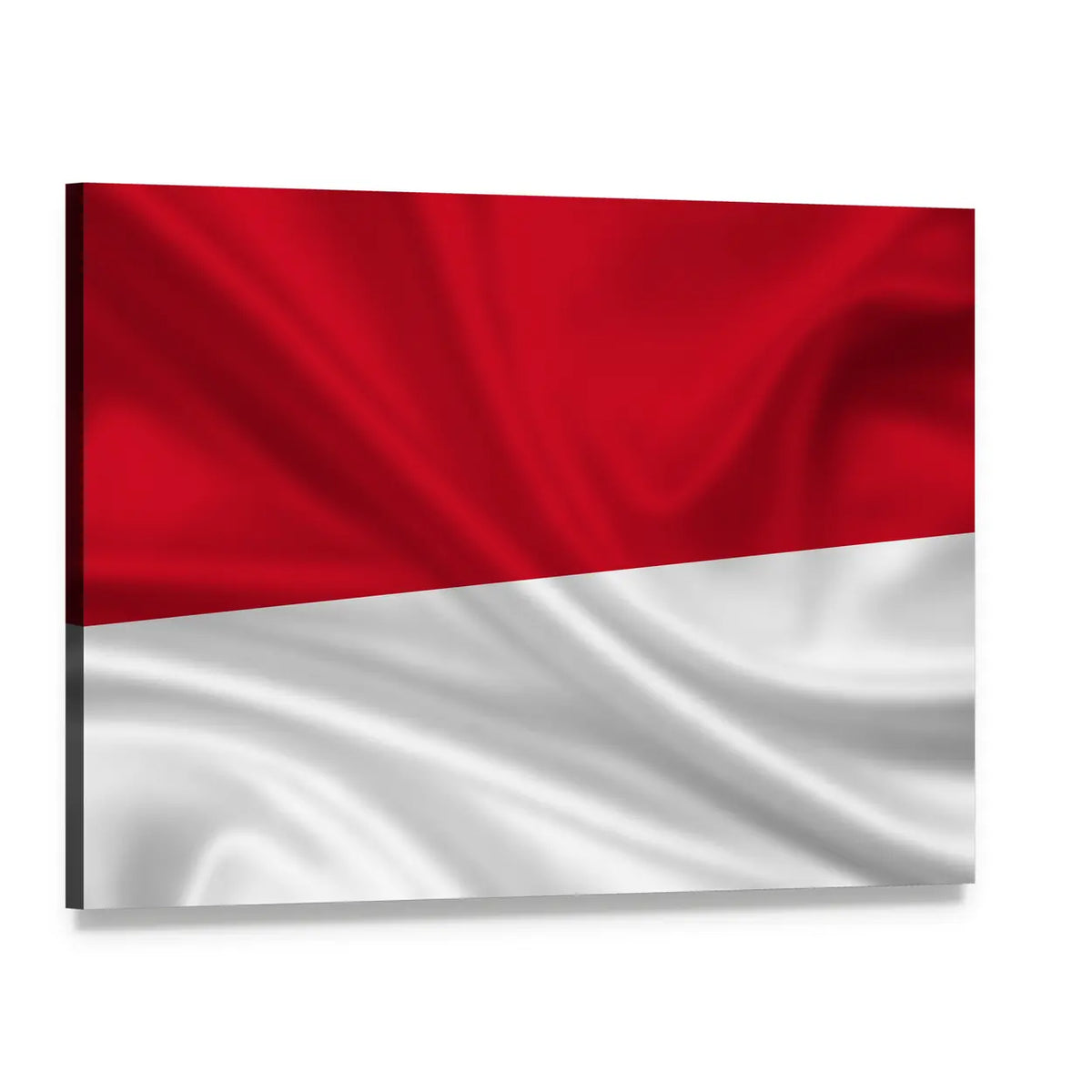 Waving Indonesian Flag Canvas Wall Art, single panel gallery wrapped canvas, angled product view
