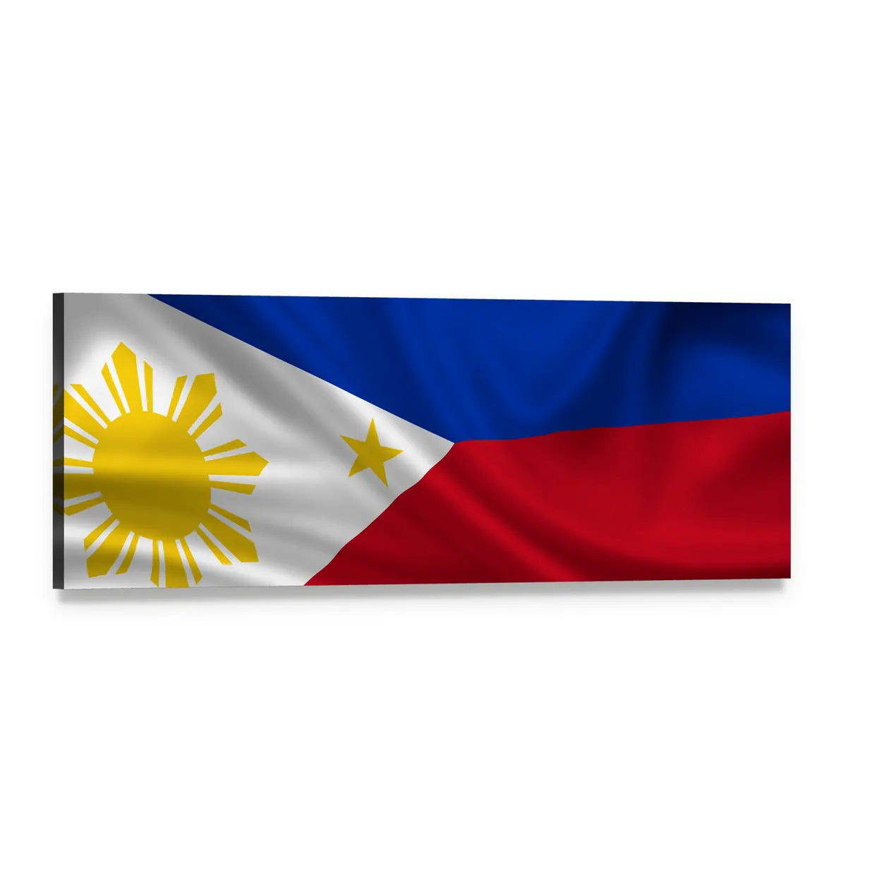 Waving Philippine Flag Panoramic Canvas Wall Art, single panel gallery wrapped canvas, angled product view