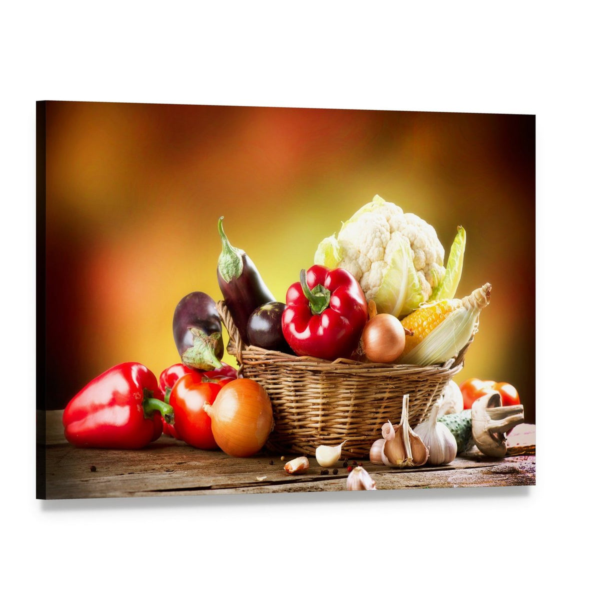 Healthy Organic Vegetables Canvas Wall Art, single panel gallery wrapped canvas, angled product view