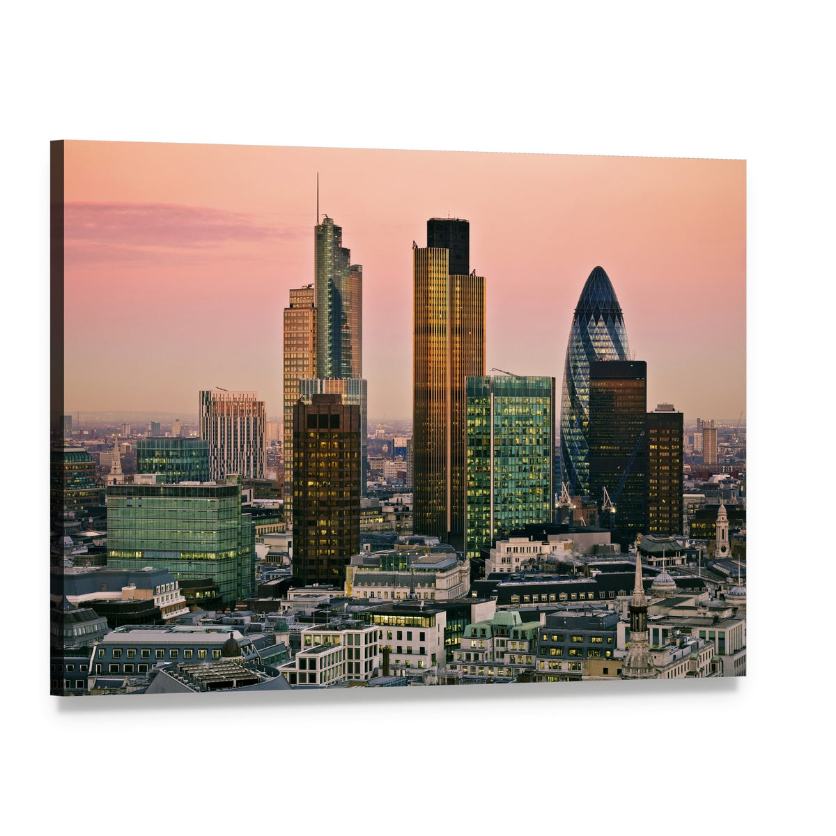 Skyline of London Canvas Wall Art, single panel gallery wrapped canvas, angled product view