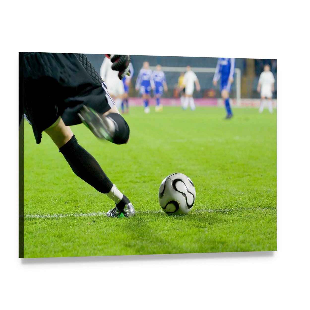 Football Goalkeeper Kick the Ball Canvas Wall Art, single panel gallery wrapped canvas, angled product view