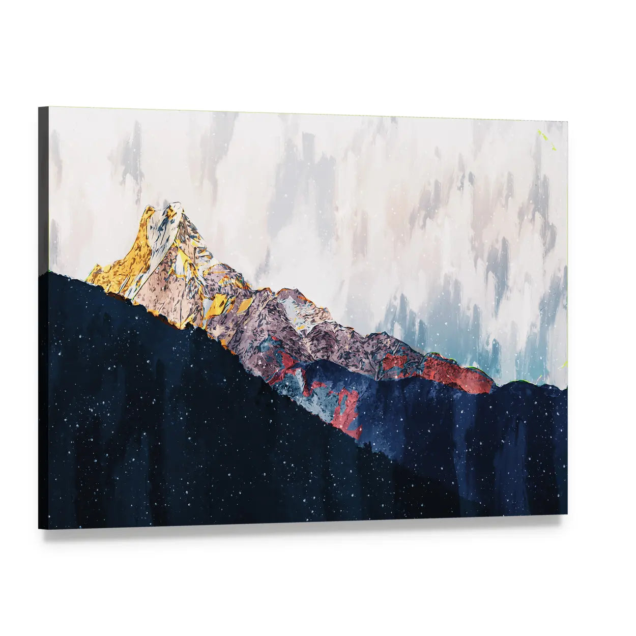 Colorful Abstract Mountain Range Canvas Wall Art, single panel gallery wrapped canvas, angled product view
