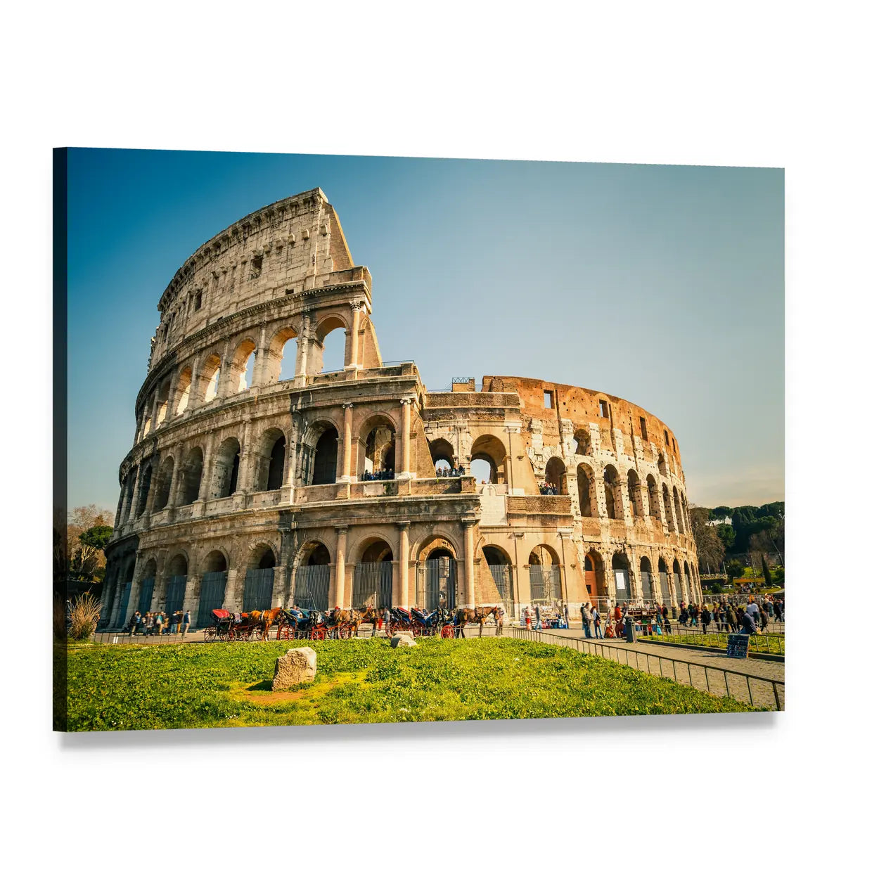 Colosseum in Rome Wide-angle View Canvas Wall Art, single panel gallery wrapped canvas, angled product view