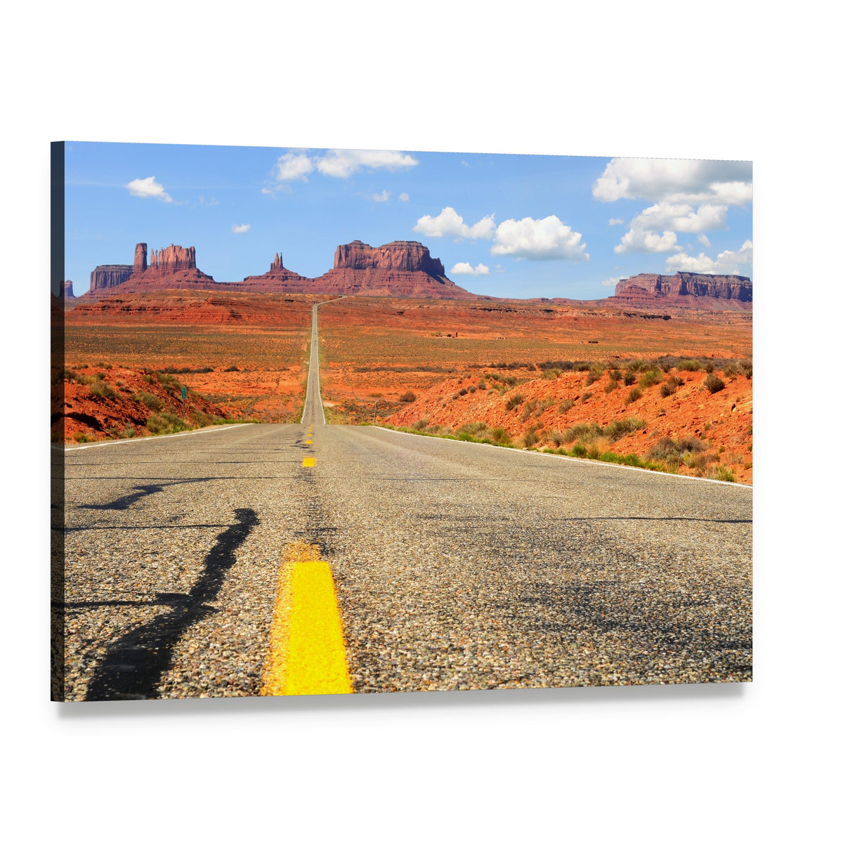 Road-level View of Utah State Route Canvas Wall Art, single panel gallery wrapped canvas, angled product view