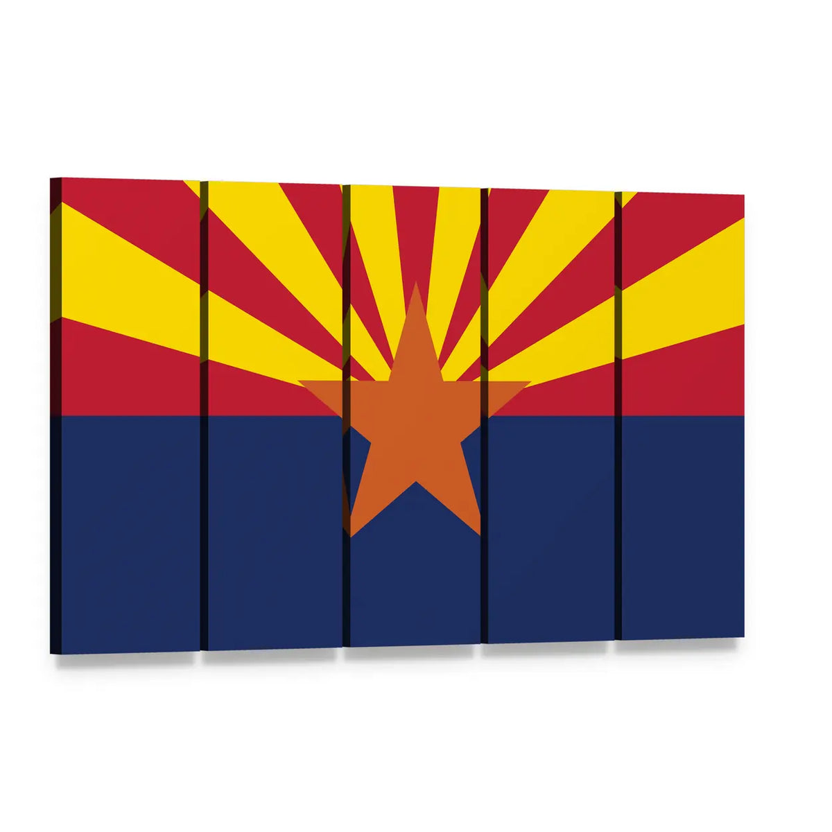Arizona State Flag Canvas Wall Art, 5 panel 5 Horizontal layout gallery wrapped canvas set, angled product view