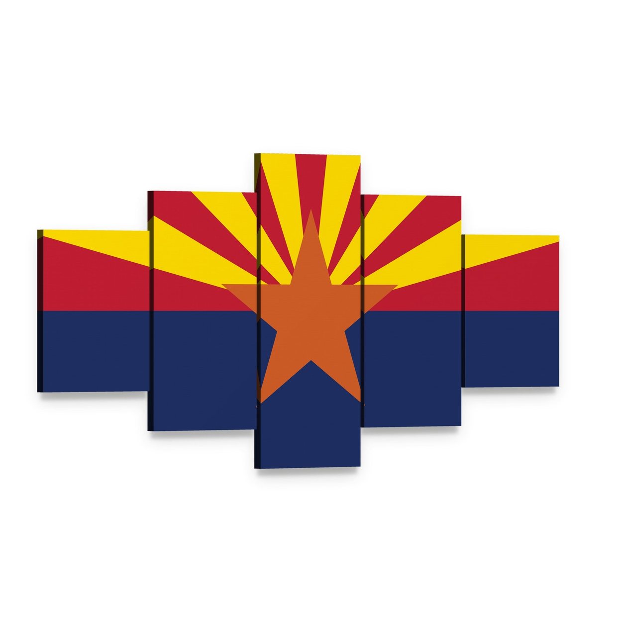 Arizona State Flag Canvas Wall Art, 5 panel 5 Star layout gallery wrapped canvas set, angled product view