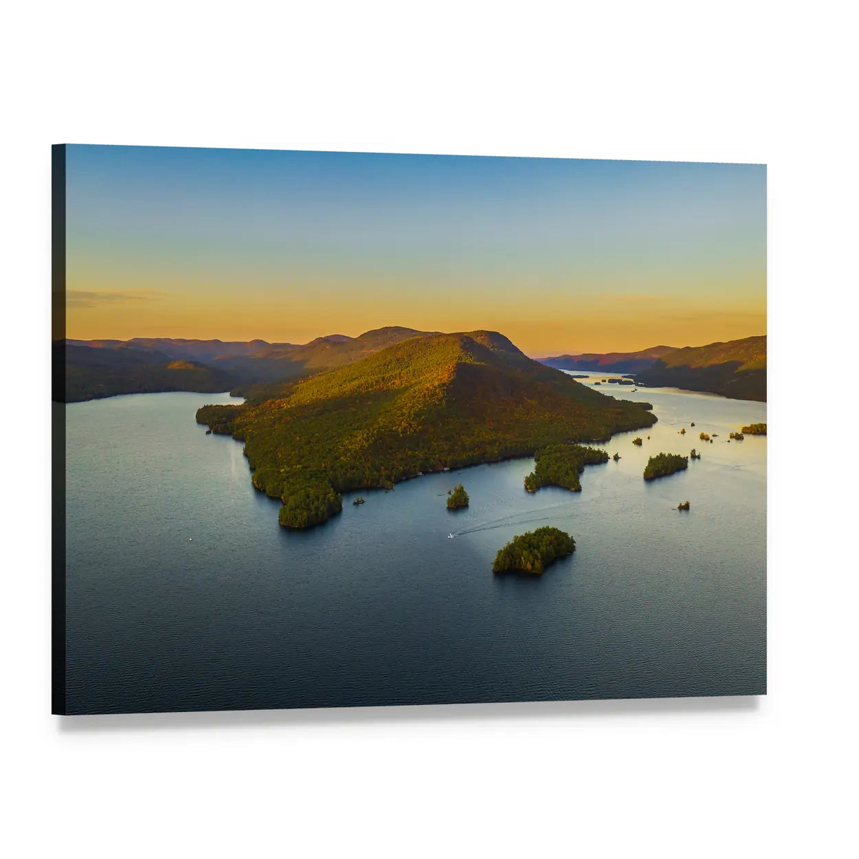 Fall Foliage by Lake George Canvas Wall Art, single panel gallery wrapped canvas, angled product view