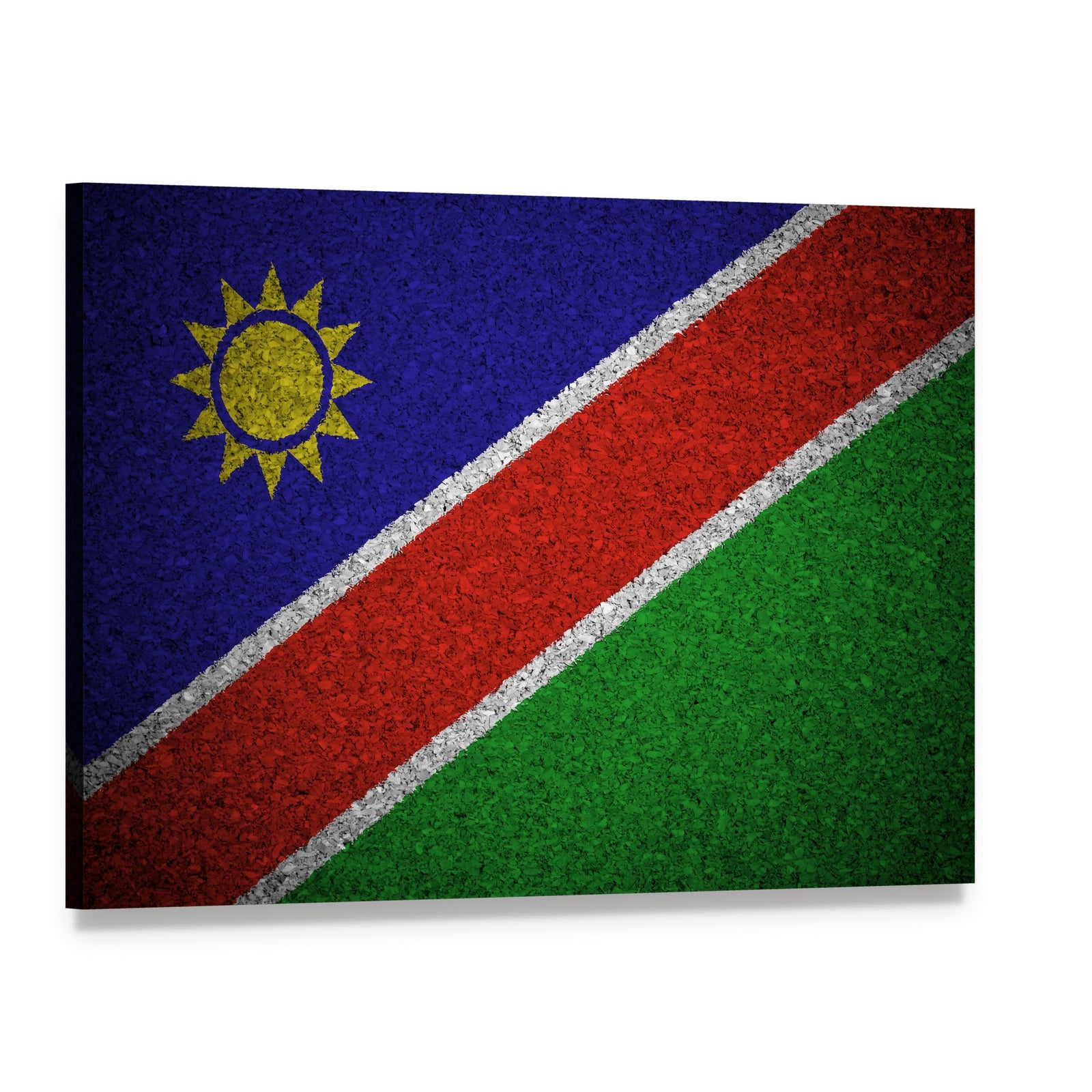 Namibian Flag with Sun Symbol Canvas Wall Art, single panel gallery wrapped canvas, angled product view