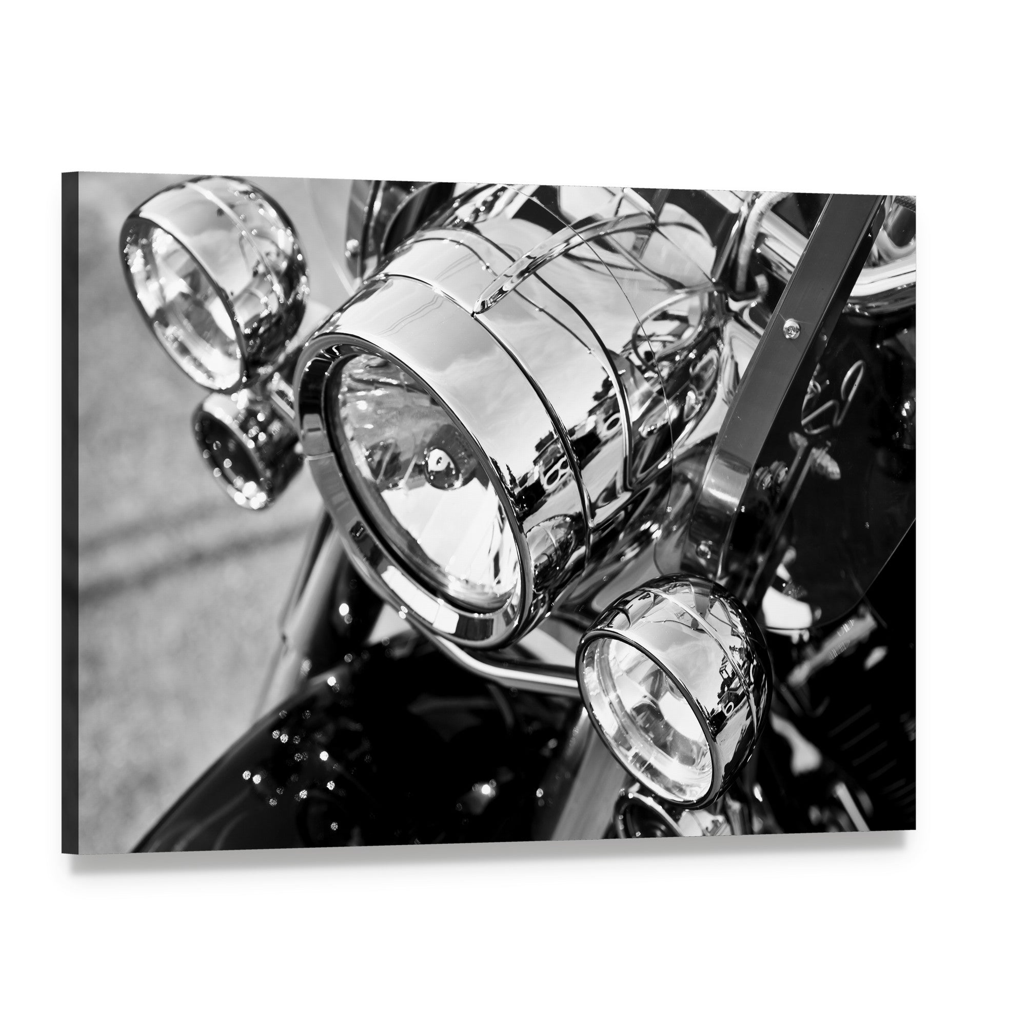 Motorcycle Lights Close Up Canvas Wall Art, single panel gallery wrapped canvas, angled product view