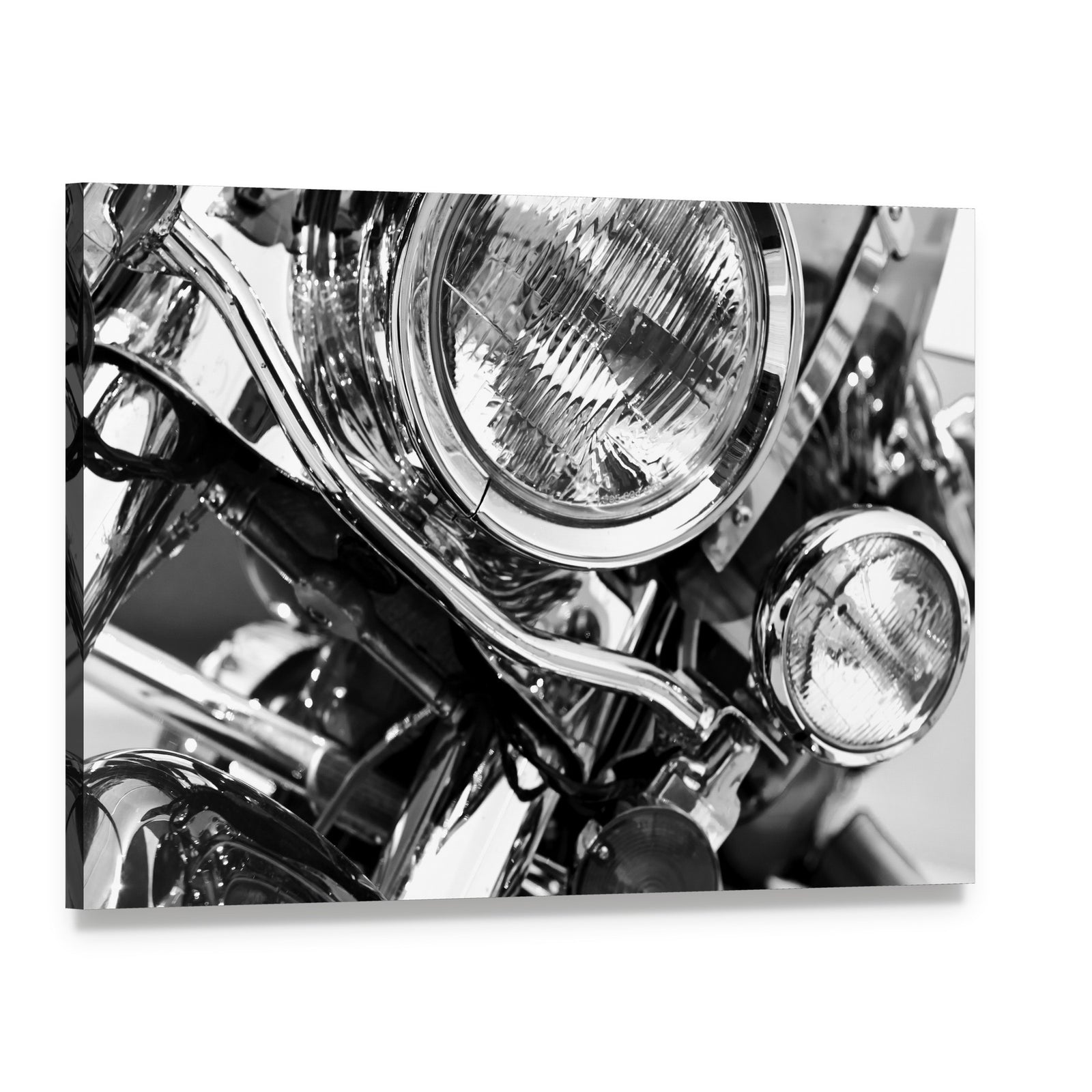 Motorcycle Headlights Canvas Wall Art, single panel gallery wrapped canvas, angled product view