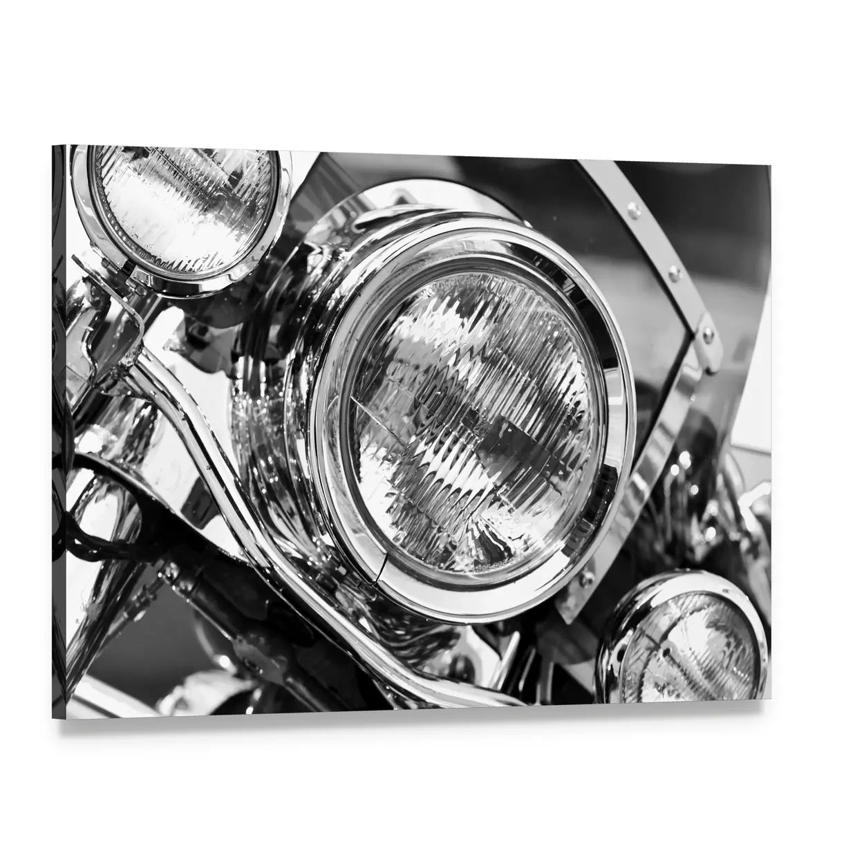 Motorcycle Headlights Canvas Wall Art, single panel gallery wrapped canvas, angled product view