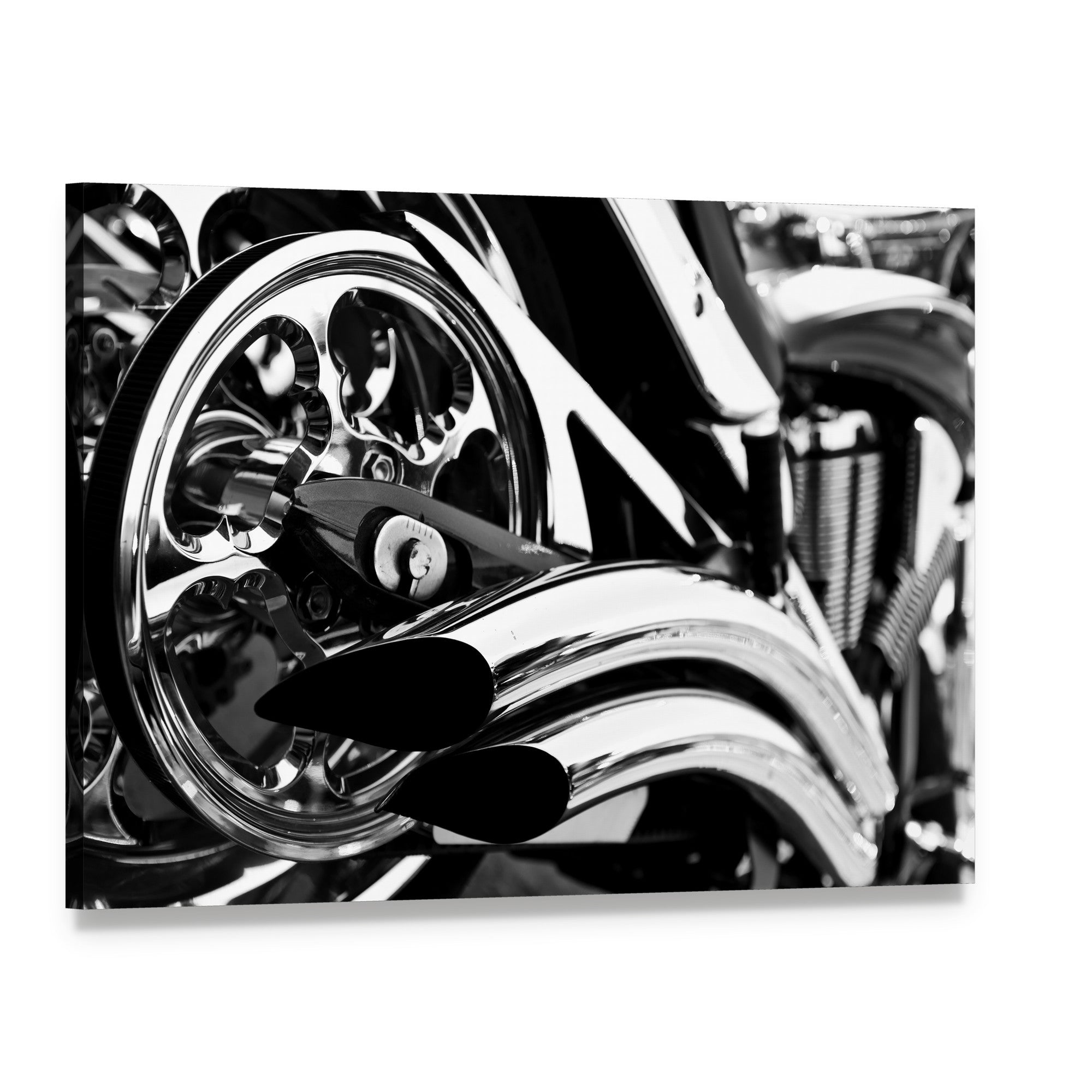Motorbike Exhaust Pipes Canvas Wall Art, single panel gallery wrapped canvas, angled product view