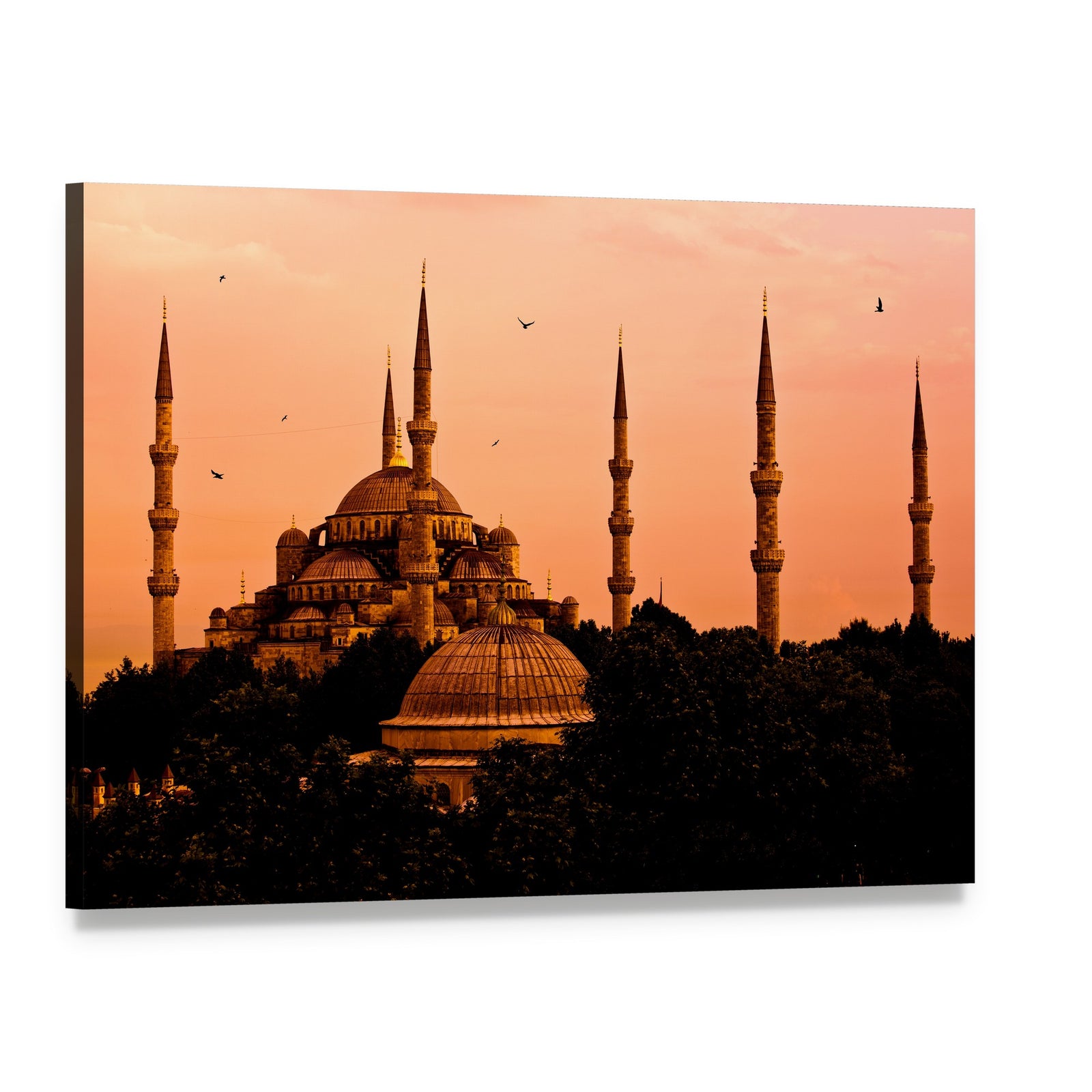 Blue Mosque in Istanbul Canvas Wall Art, single panel gallery wrapped canvas, angled product view