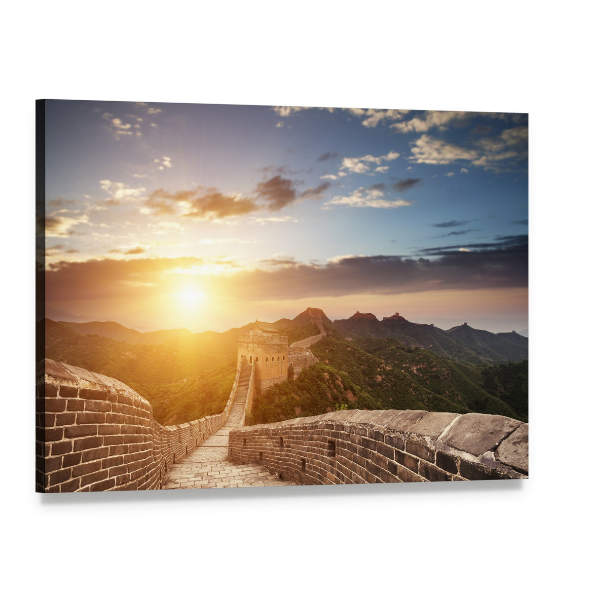 Great Wall of China at Sunset Canvas Wall Art, single panel gallery wrapped canvas, angled product view