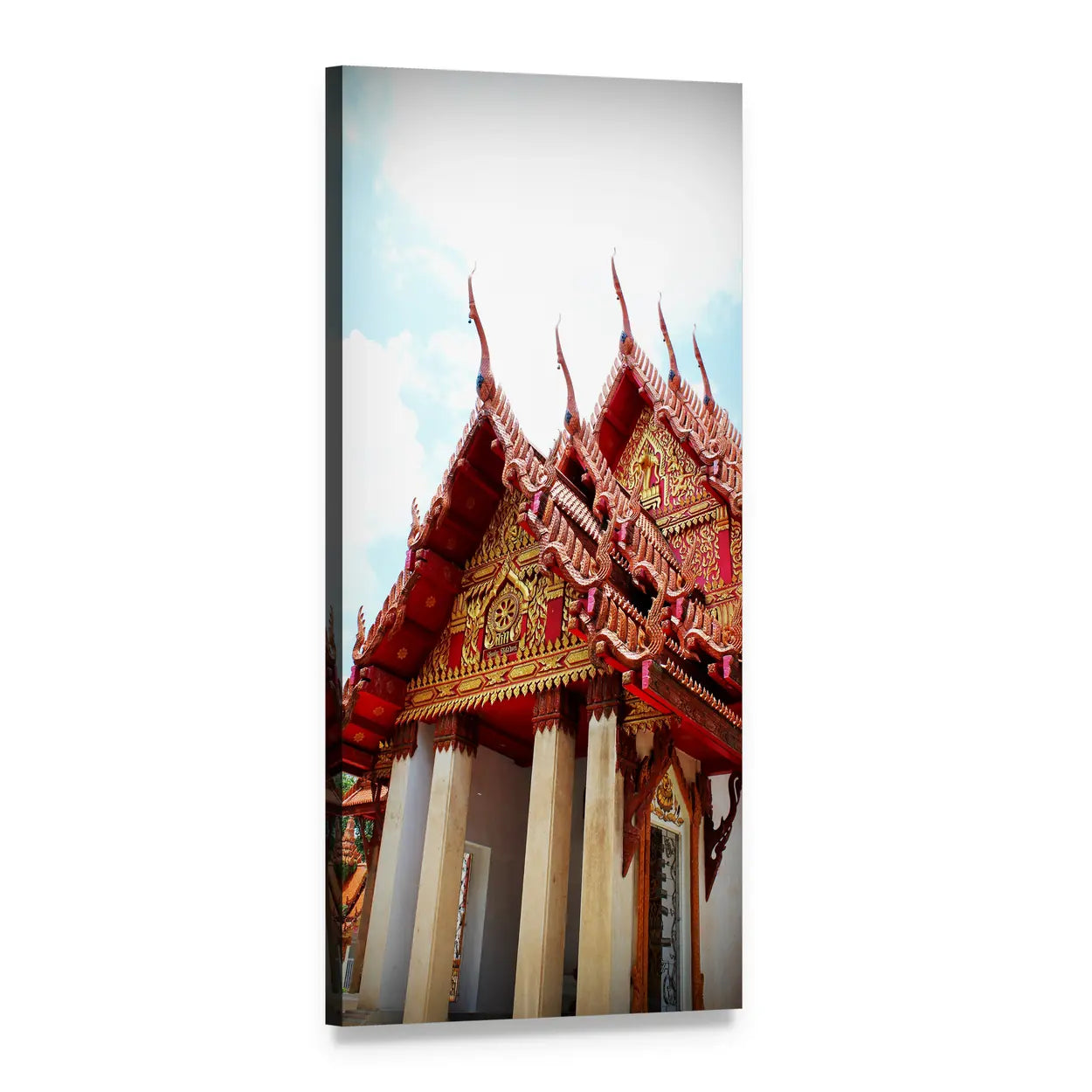 Buddha Temple in Thailand Vertical Canvas Wall Art, 1 panel 1 Vertical layout gallery wrapped canvas set, angled product view