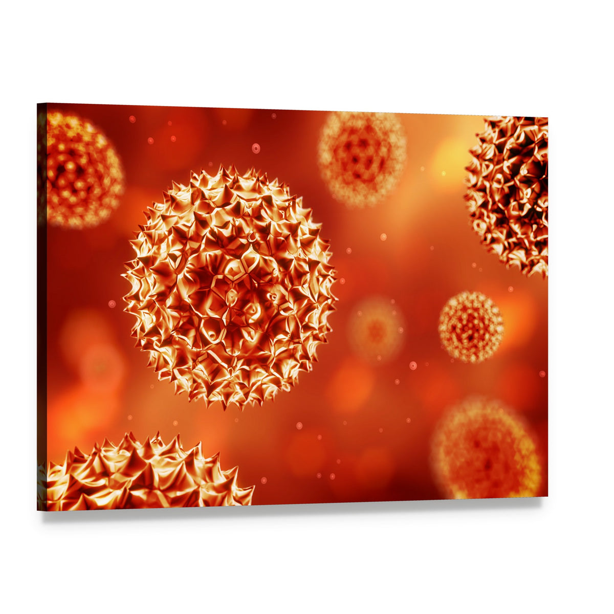 Icosahedral Virus Close-up Canvas Wall Art, single panel gallery wrapped canvas, angled product view