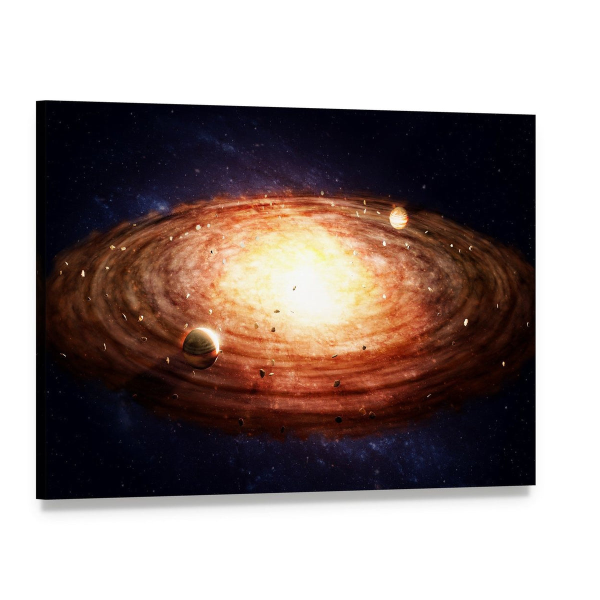 Solar System Protoplanetary Disk Canvas Wall Art, single panel gallery wrapped canvas, angled product view