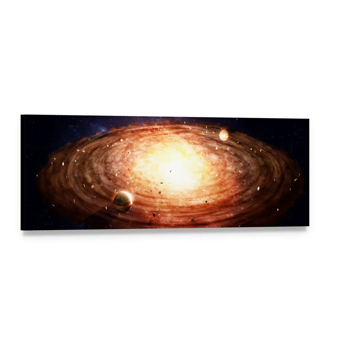 Solar System Protoplanetary Disk Panoramic Canvas Wall Art, single panel gallery wrapped canvas, angled product view
