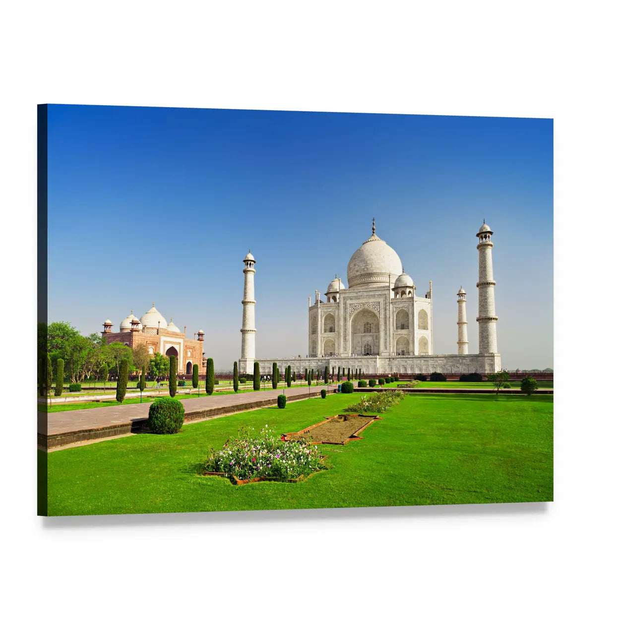 Taj Mahal in Agra, India Canvas Wall Art, single panel gallery wrapped canvas, angled product view
