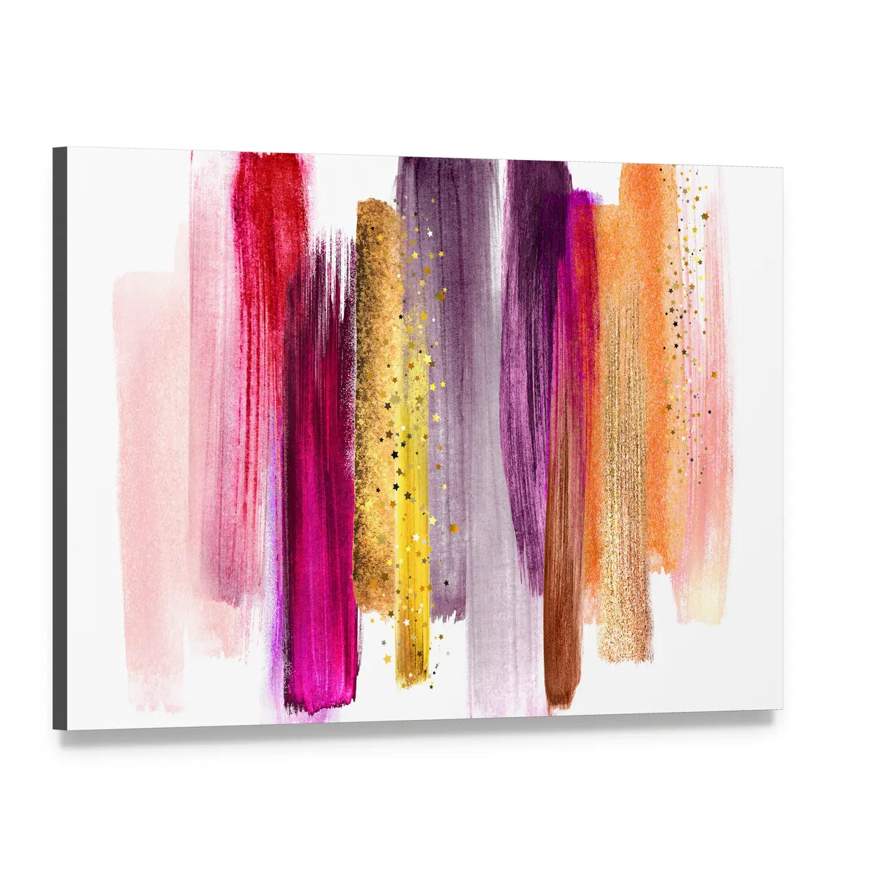 Watercolor Brush Strokes with Gold Highlights Canvas Wall Art, single panel gallery wrapped canvas, angled product view