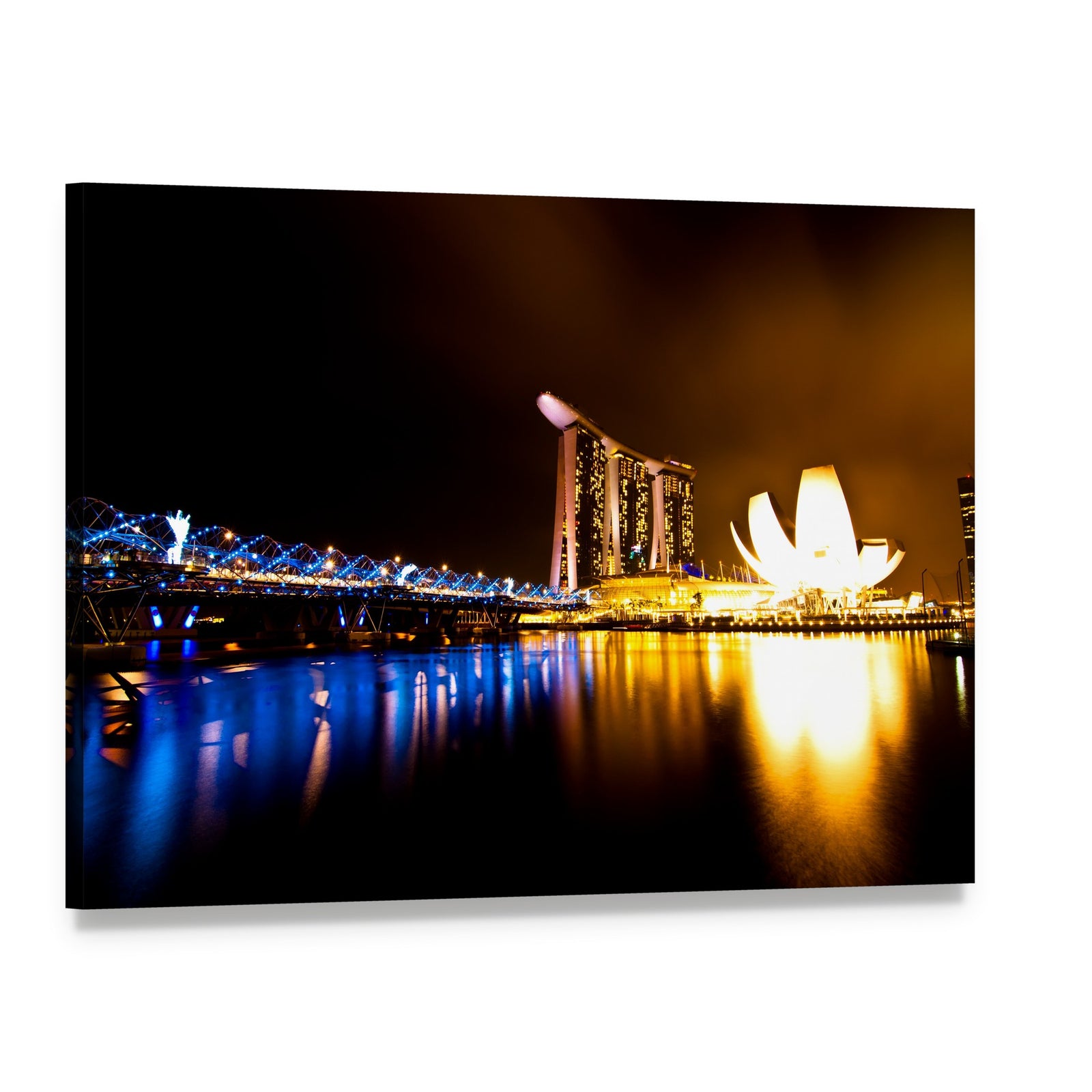 Marina Bay at Night Canvas Wall Art, single panel gallery wrapped canvas, angled product view