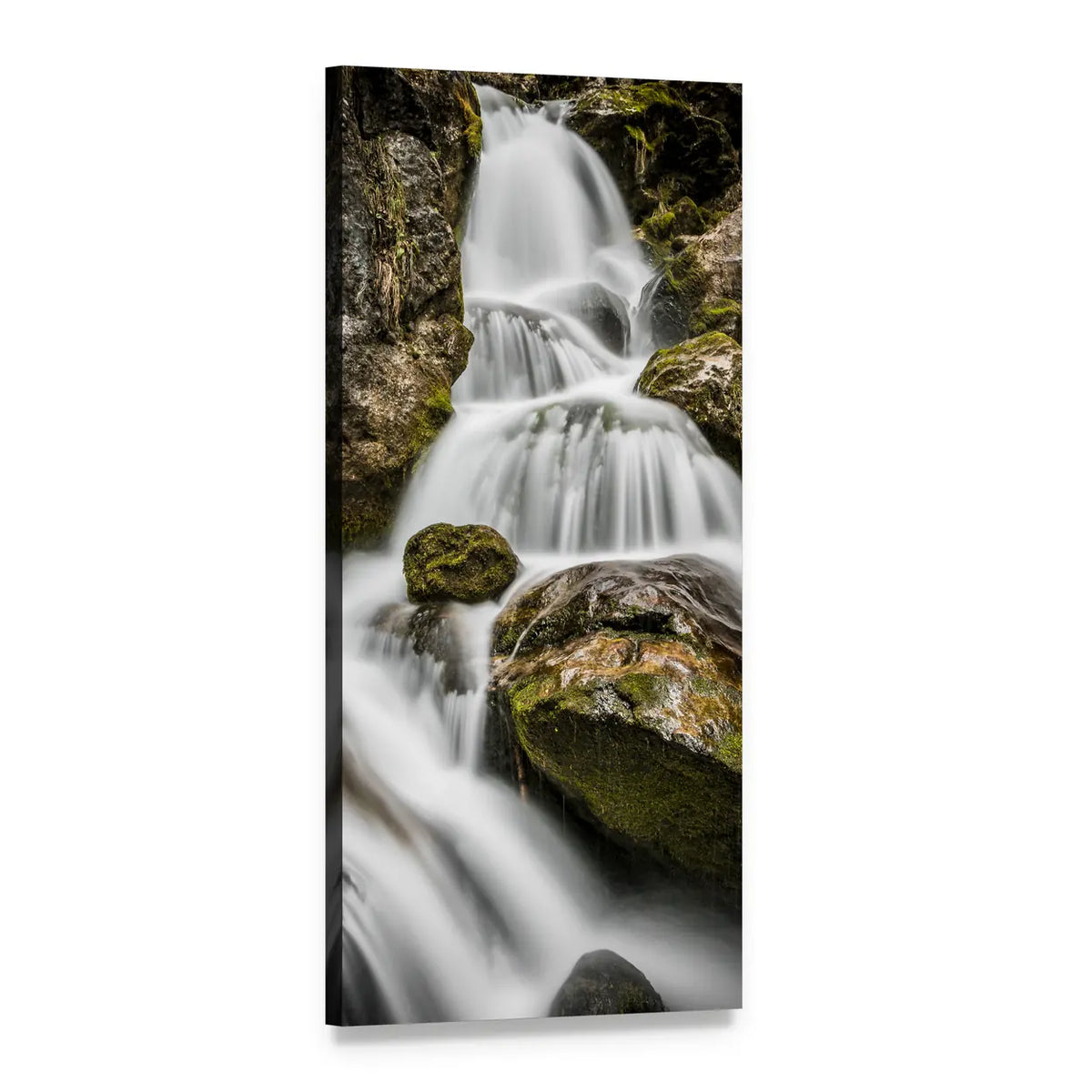 Bach River Waterfall Vertical Canvas Wall Art, 1 panel 1 Vertical layout gallery wrapped canvas set, angled product view
