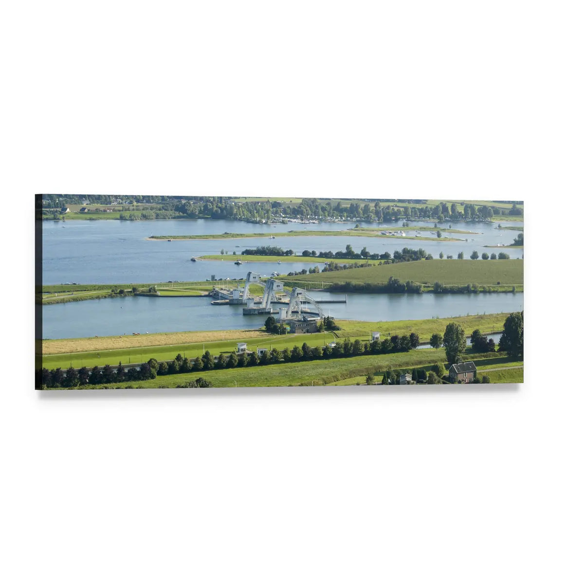 River Rhine Landscape Panoramic Canvas Wall Art, single panel gallery wrapped canvas, angled product view