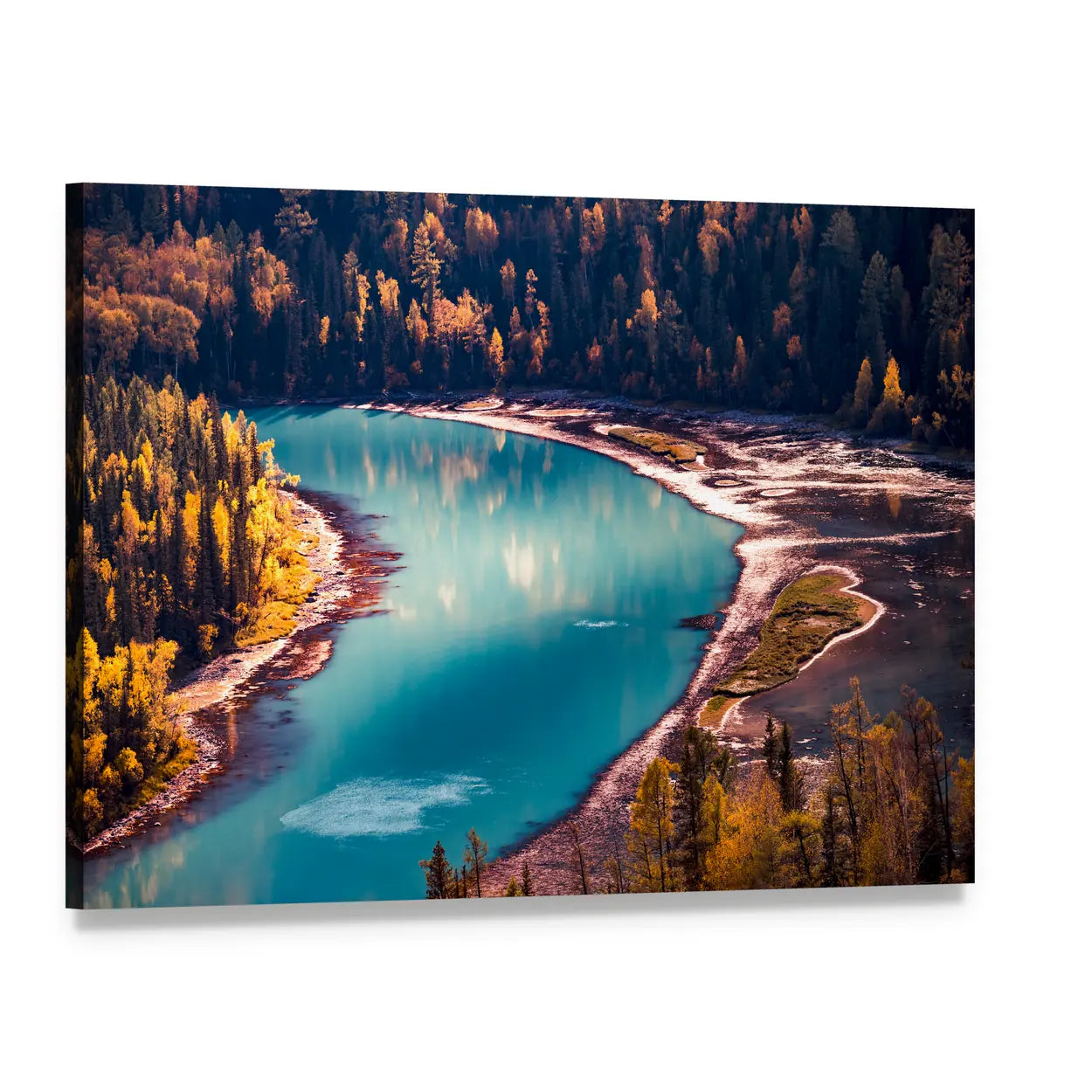 Xinjiang Kanas River In China Canvas Wall Art, single panel gallery wrapped canvas, angled product view