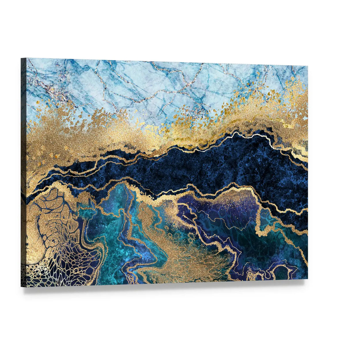 Artificial Marbled Surface Canvas Wall Art, single panel gallery wrapped canvas, angled product view