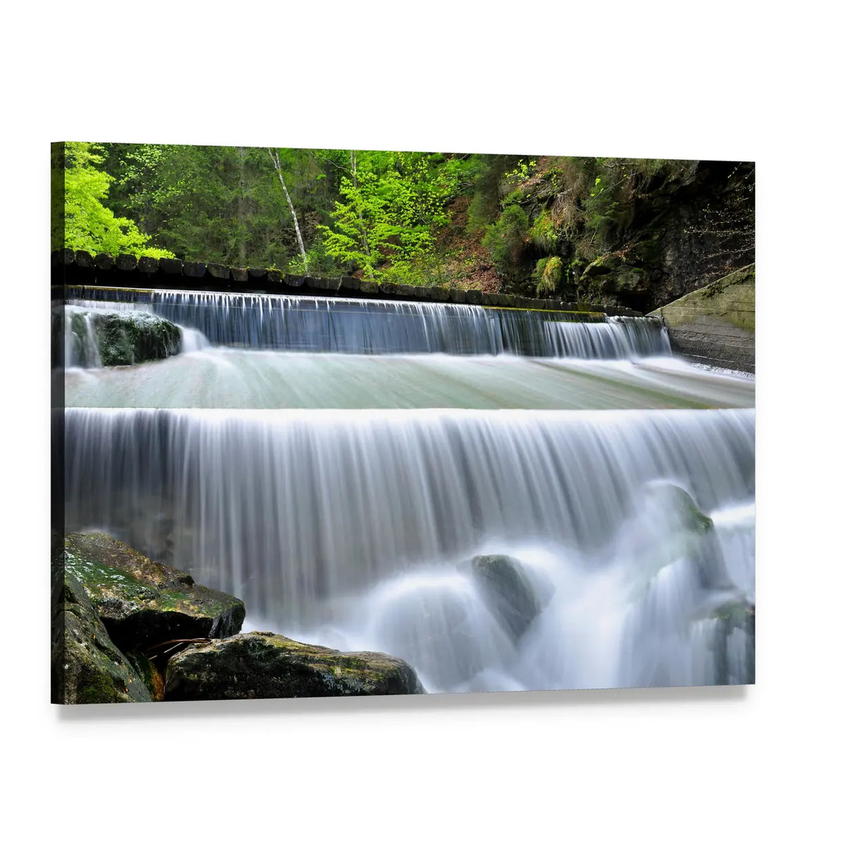 Waterfalls in the Bavarian Forest Canvas Wall Art, single panel gallery wrapped canvas, angled product view