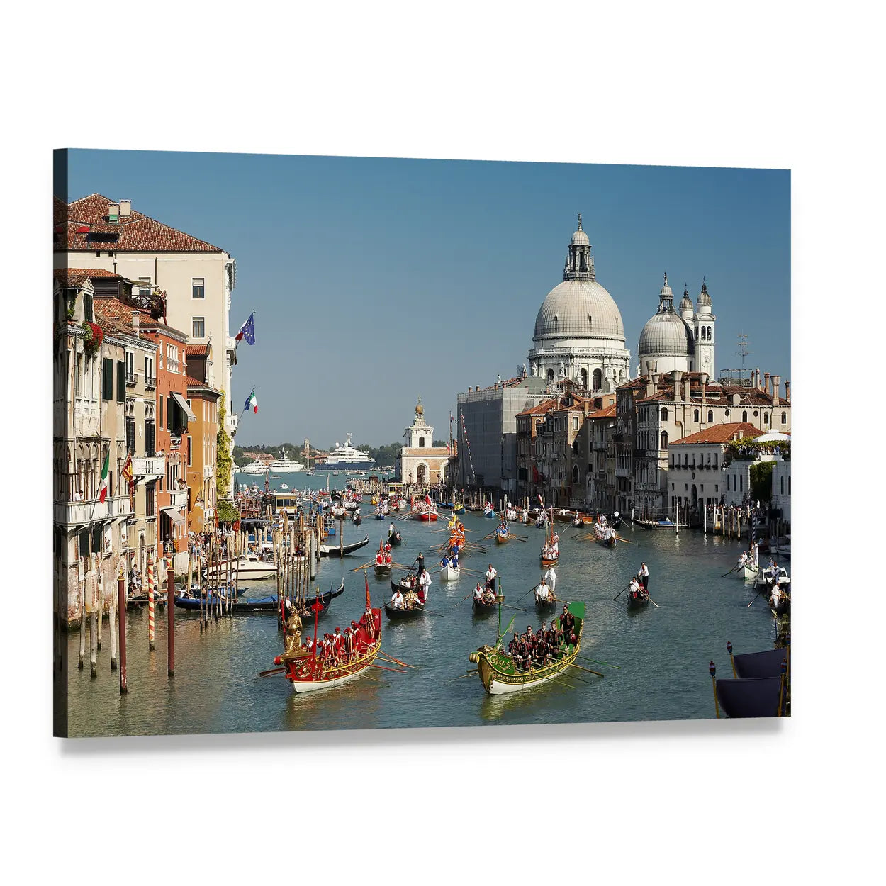Venice Regata Storica Gondolas Canvas Wall Art, single panel gallery wrapped canvas, angled product view