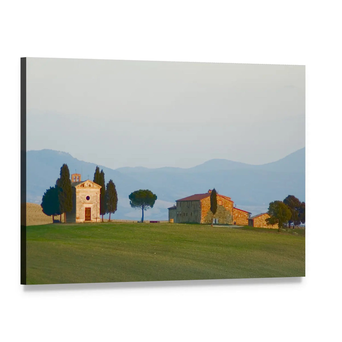 Tuscan Landscape with Cypress Trees Canvas Wall Art, single panel gallery wrapped canvas, angled product view