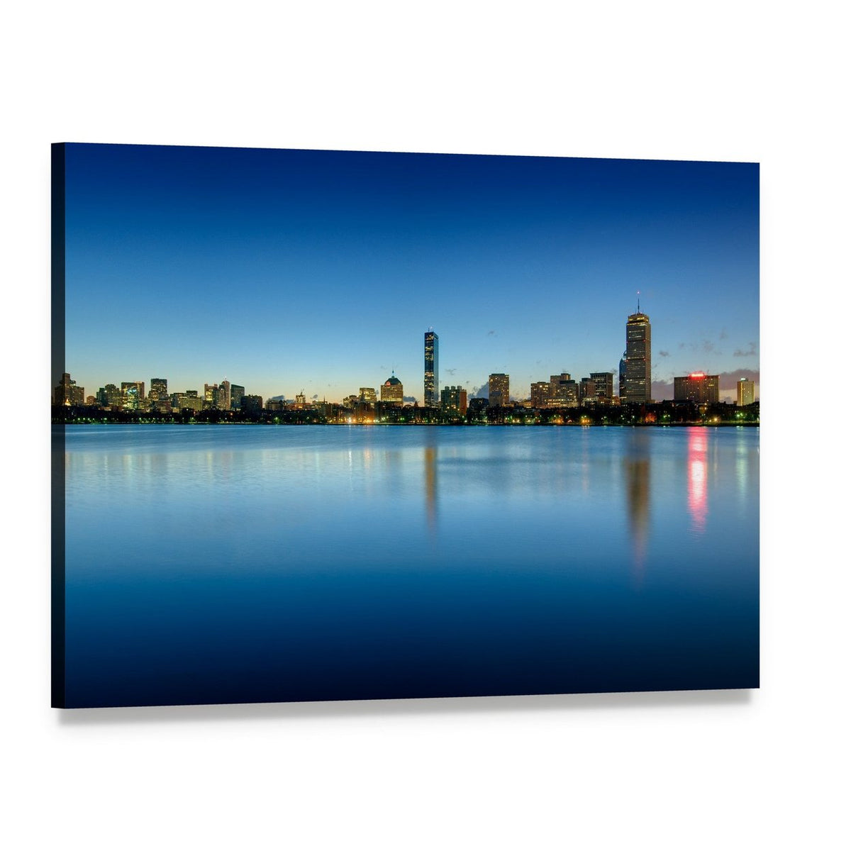 Boston Back Bay Skyline Canvas Wall Art, single panel gallery wrapped canvas, angled product view