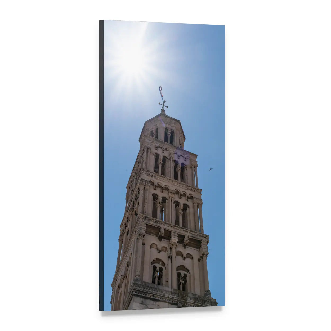 Historic Bell Tower in Croatia Vertical Canvas Wall Art, 1 panel 1 Vertical layout gallery wrapped canvas set, angled product view