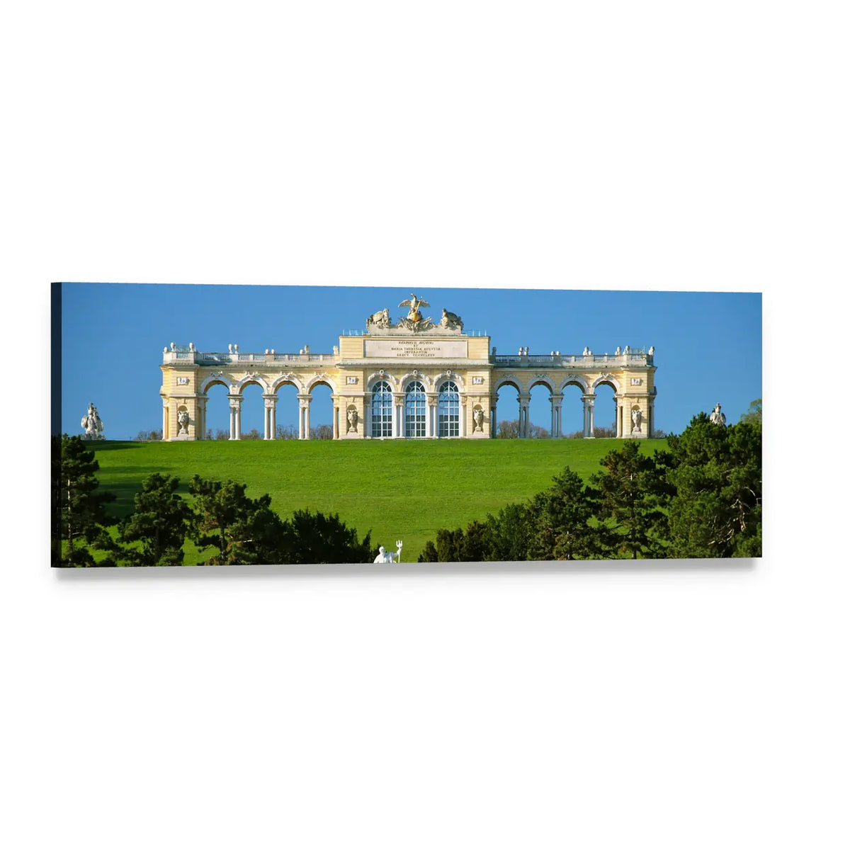Gloriette at Schonbrunn Park, Vienna Panoramic Canvas Wall Art, single panel gallery wrapped canvas, angled product view