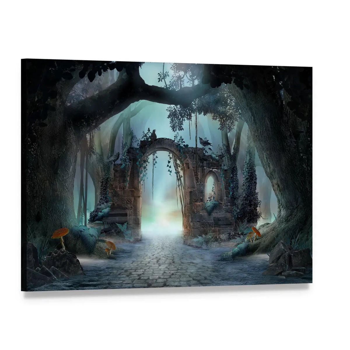 Archway In An Enchanted Fairy Forest Canvas Wall Art, single panel gallery wrapped canvas, angled product view