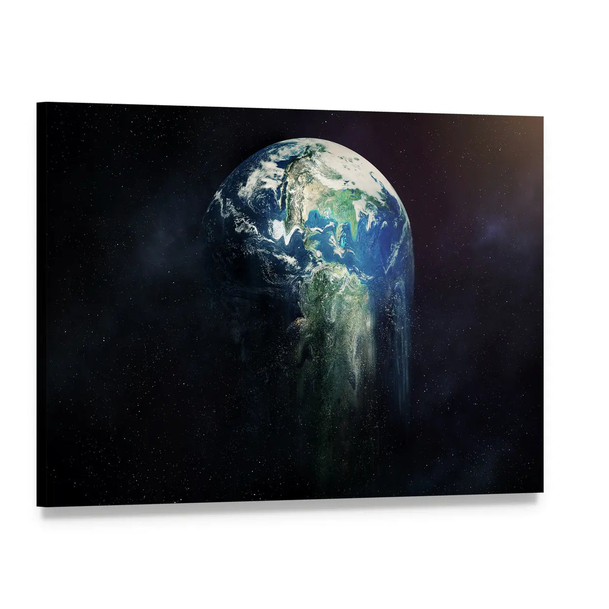 Melting Earth Concept in Abstract Style Canvas Wall Art, single panel gallery wrapped canvas, angled product view