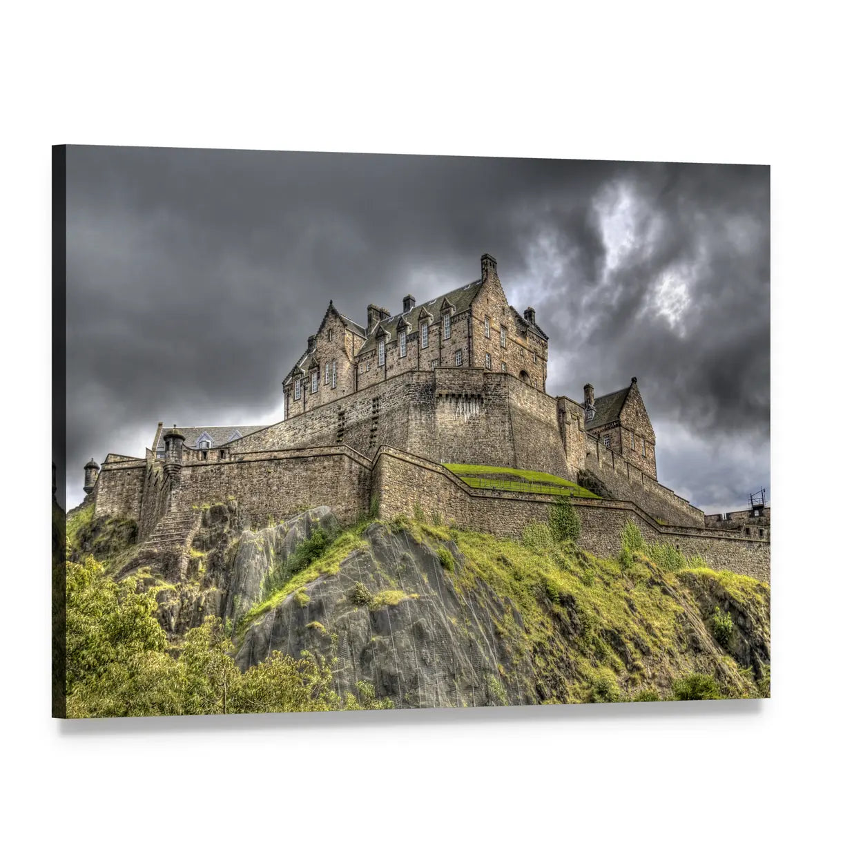Edinburgh Castle Scotland Canvas Wall Art, single panel gallery wrapped canvas, angled product view