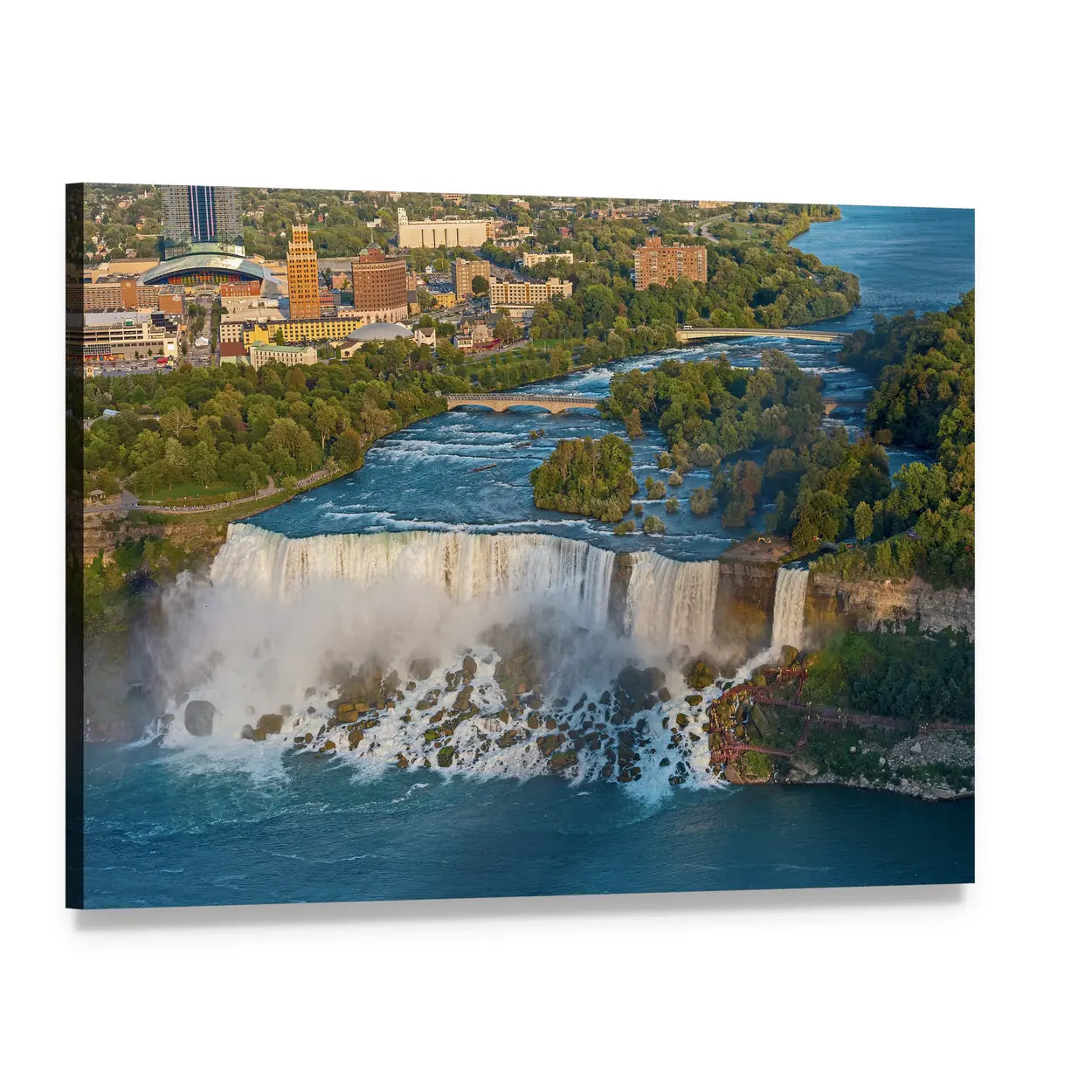Niagara Falls Aerial View Canvas Wall Art, single panel gallery wrapped canvas, angled product view