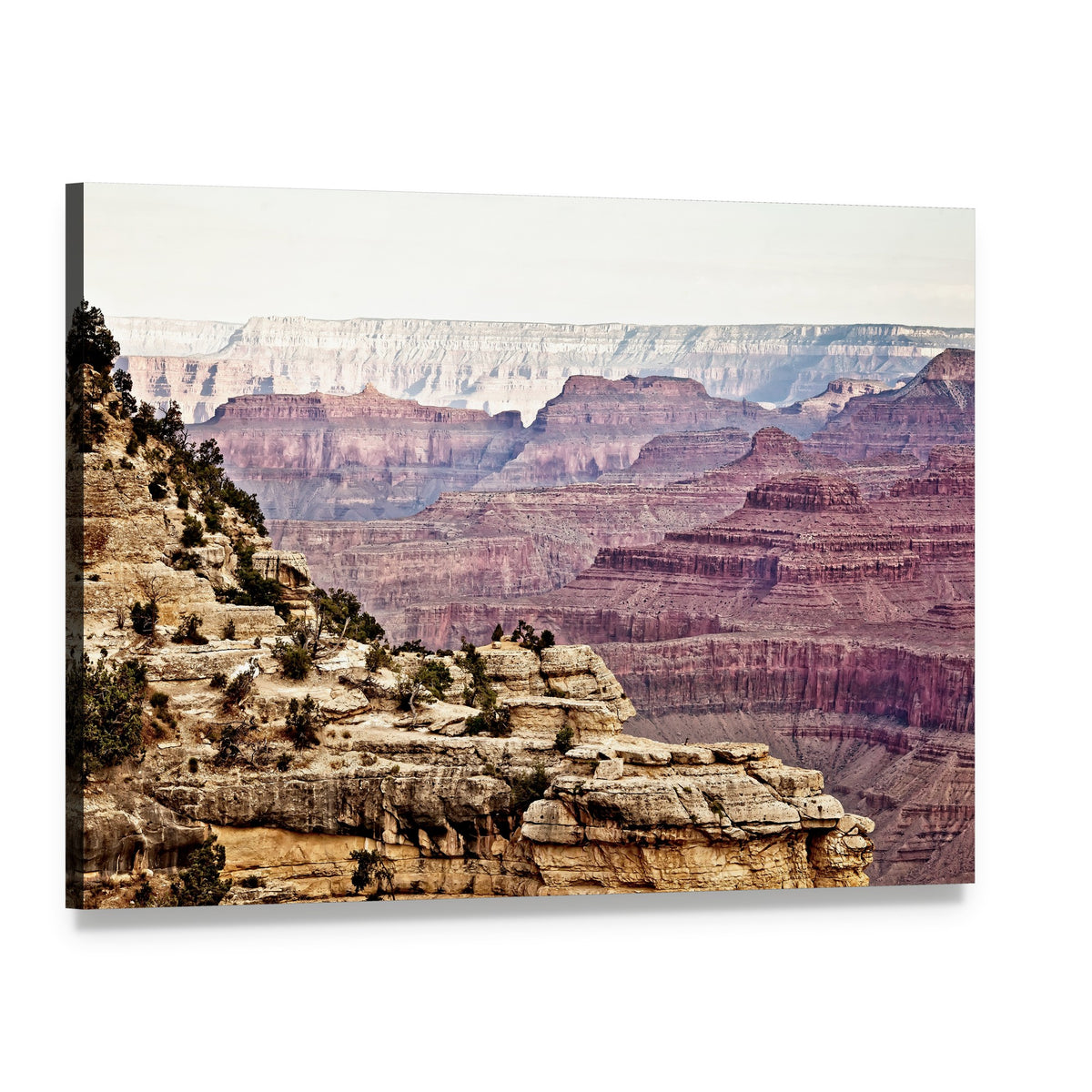 Sunny Day Grand Canyon Canvas Wall Art, single panel gallery wrapped canvas, angled product view