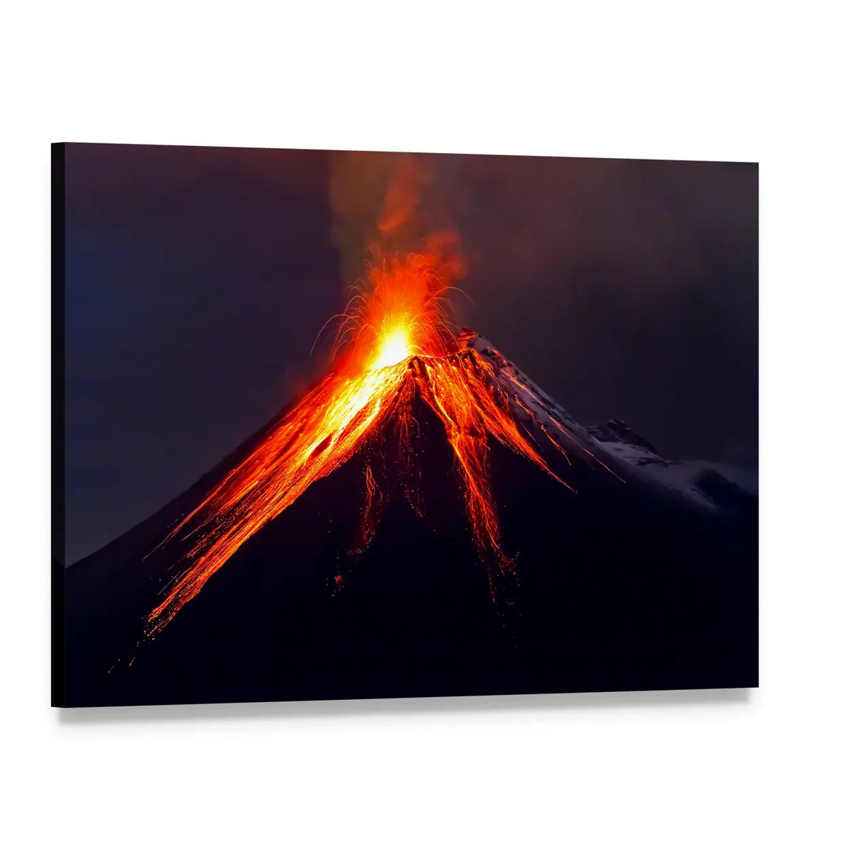 Tungurahua Eruption at Night Canvas Wall Art, single panel gallery wrapped canvas, angled product view