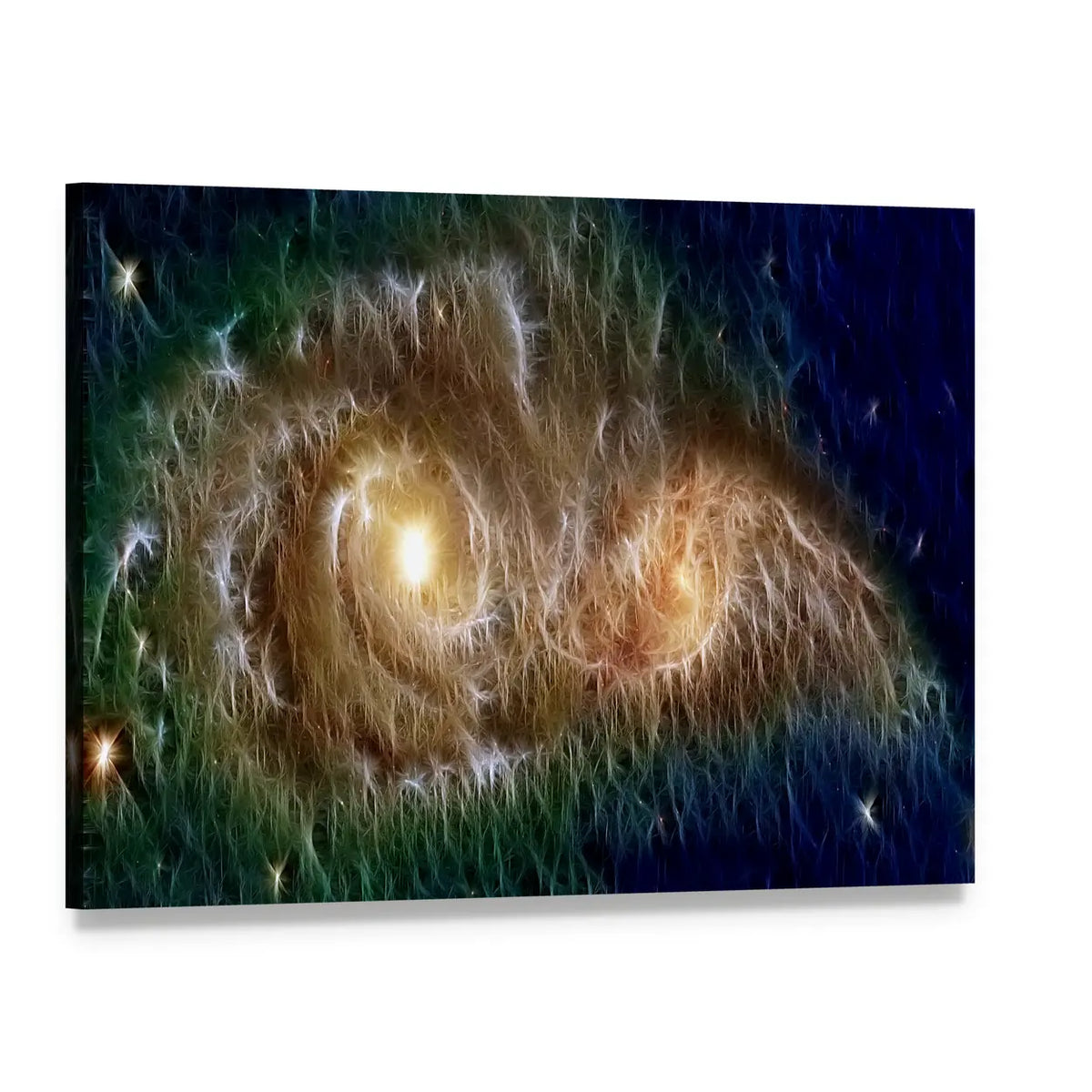 Colliding Fractal Galaxies Canvas Wall Art, single panel gallery wrapped canvas, angled product view