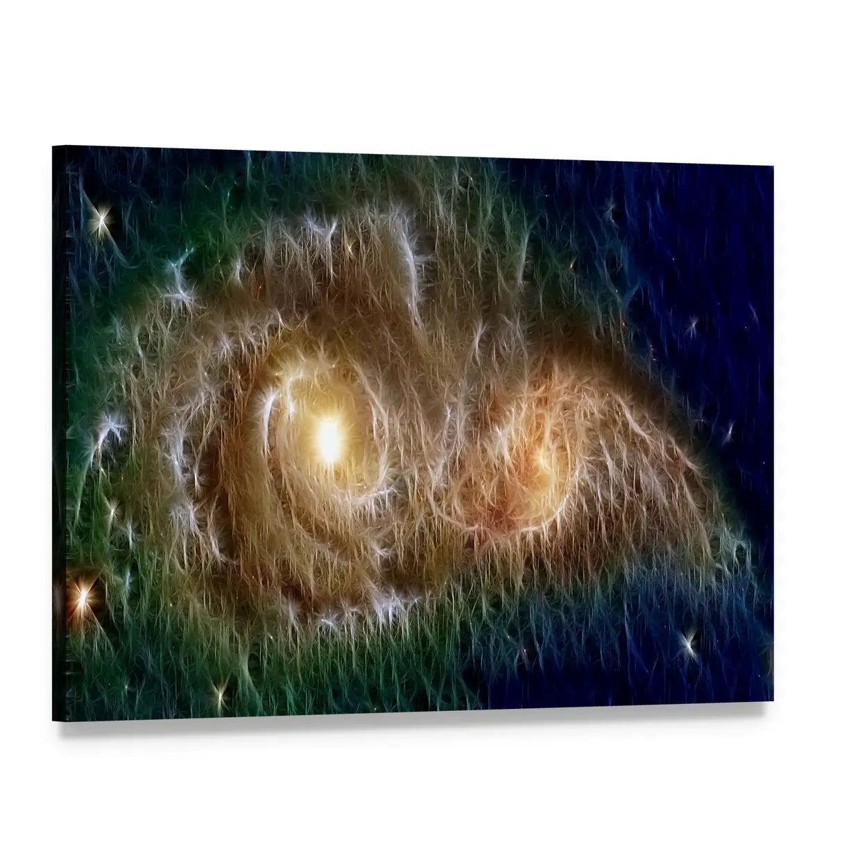 Colliding Fractal Galaxies Canvas Wall Art, single panel gallery wrapped canvas, angled product view