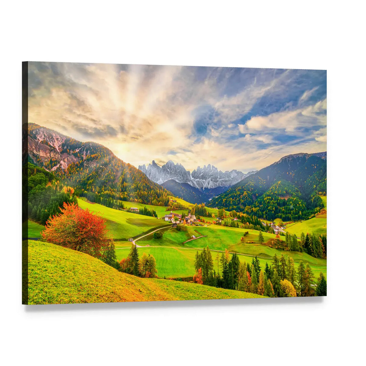 Santa Maddalena at Sunrise Canvas Wall Art, single panel gallery wrapped canvas, angled product view