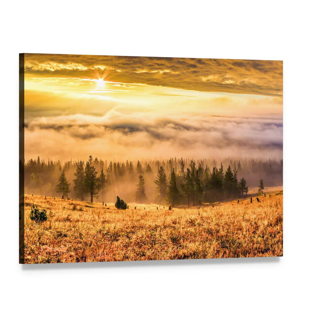 Ural Taiga Hills At Dawn In Bashkortostan Canvas Wall Art, single panel gallery wrapped canvas, angled product view