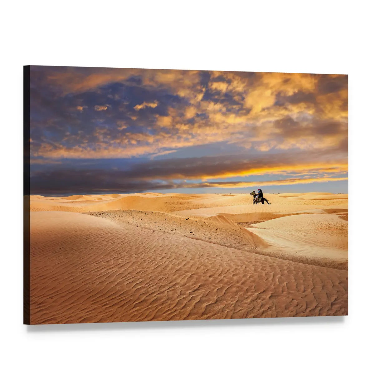 Sahara Desert At Sunrise In Tunisia Canvas Wall Art, single panel gallery wrapped canvas, angled product view