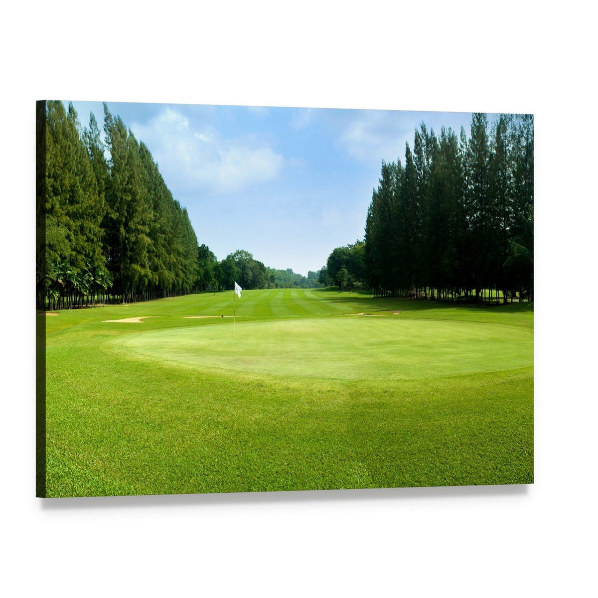 Green Golf Field Canvas Wall Art, single panel gallery wrapped canvas, angled product view