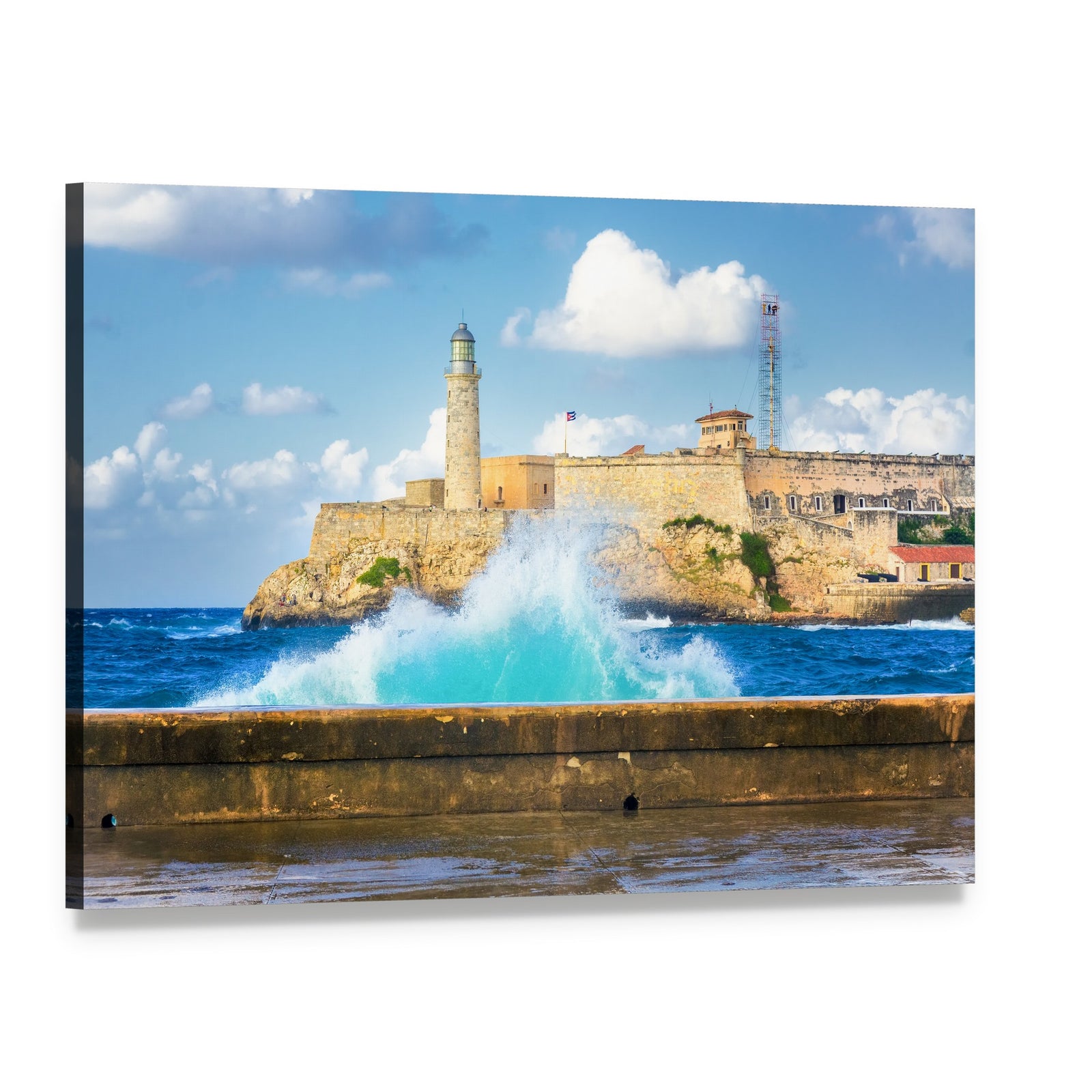 Castle on the Cliff in Cuba Canvas Wall Art, single panel gallery wrapped canvas, angled product view