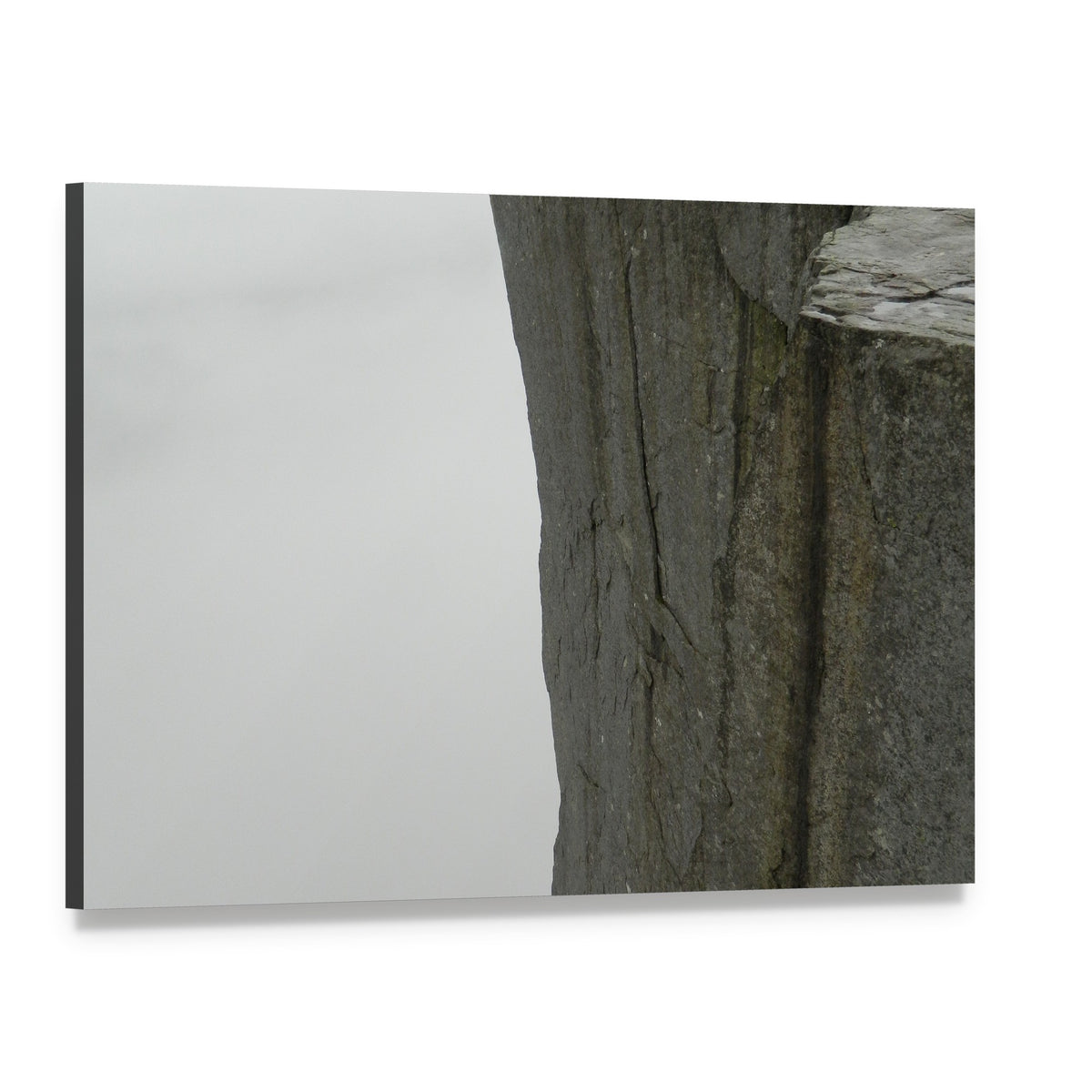 Foggy Cliff Edge in Norway Canvas Wall Art, single panel gallery wrapped canvas, angled product view