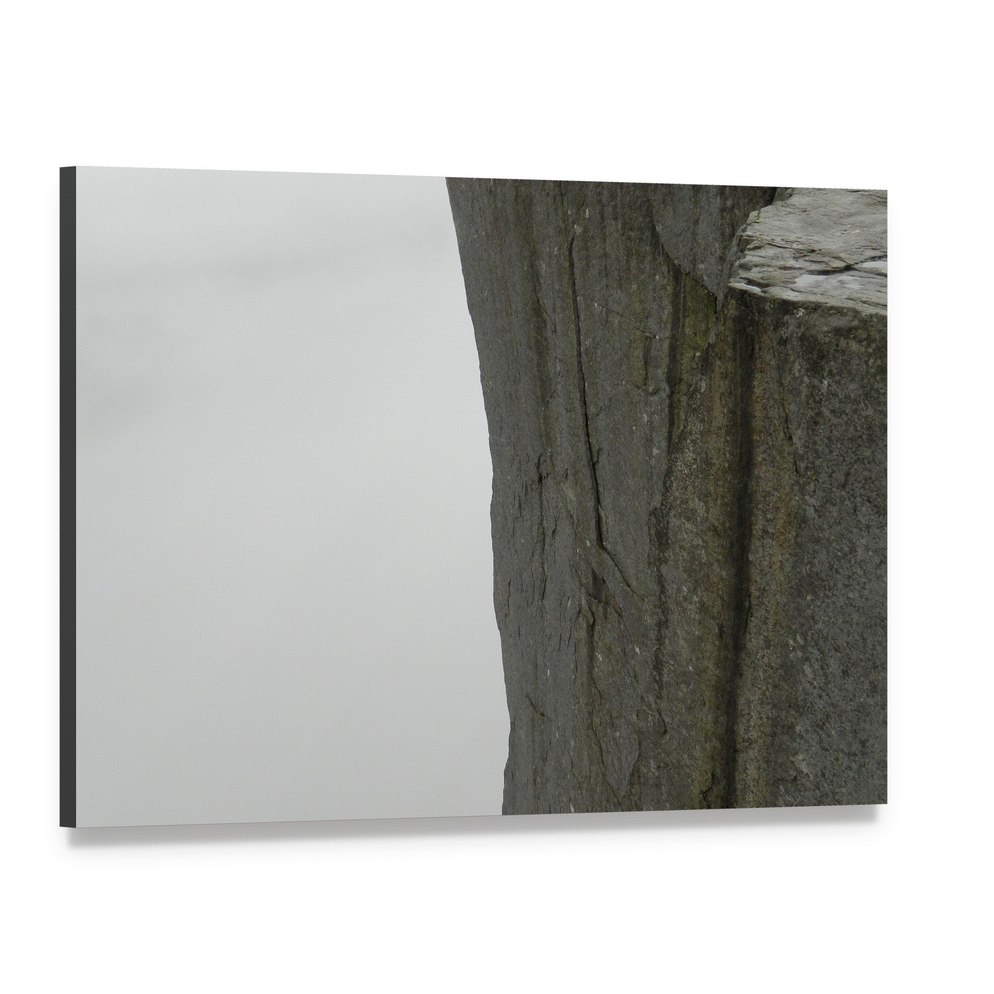 Foggy Cliff Edge in Norway Canvas Wall Art, single panel gallery wrapped canvas, angled product view